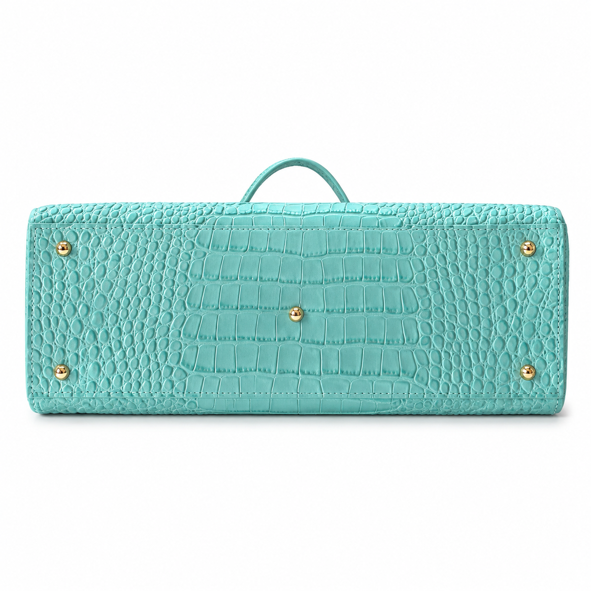 Chanel Mint Jade Croc-Embossed Large Shopping Tote | Gold CC Turn-Lock & Tonal Handles
