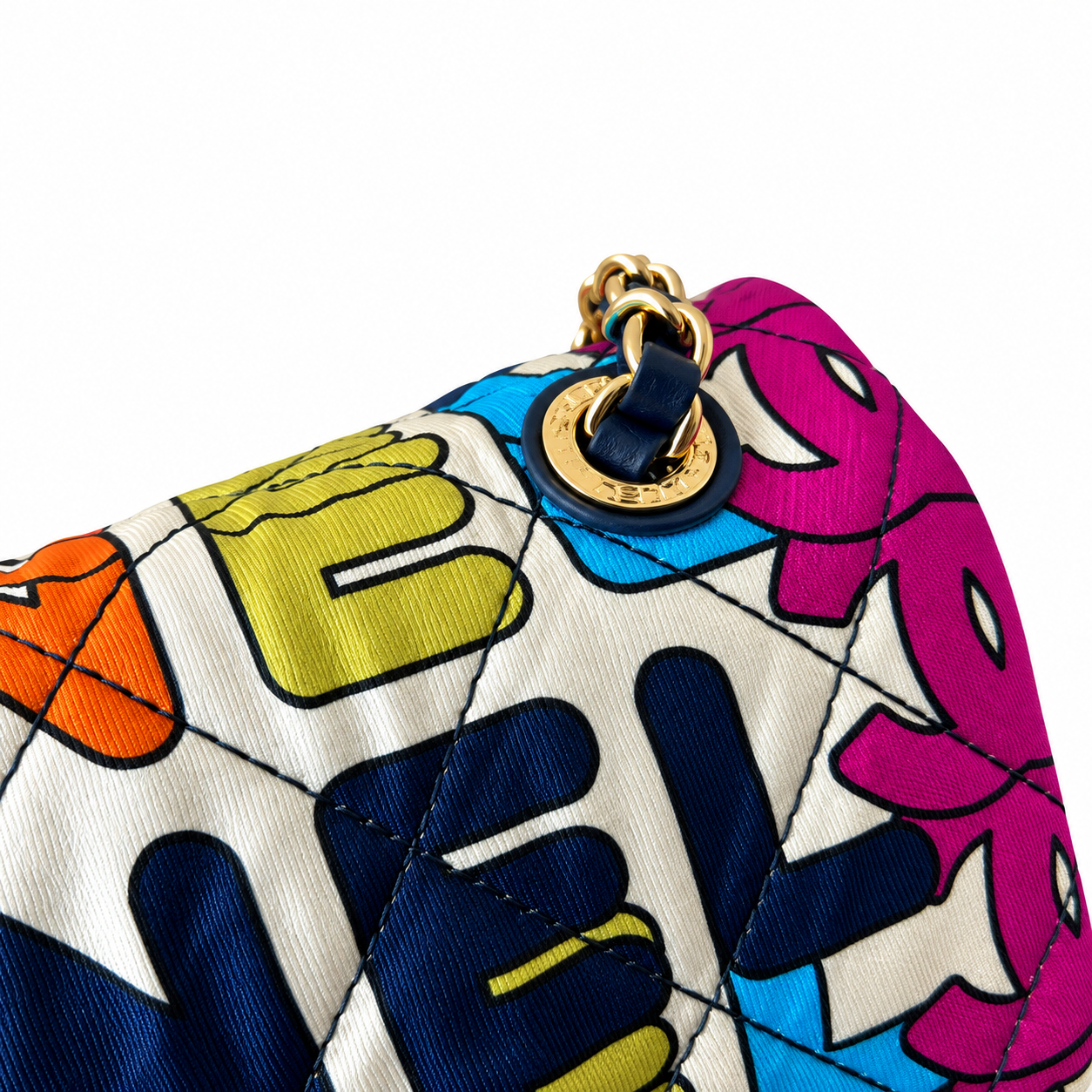 Chanel Multicolor Silk Print Quilted Classic Double Flap Bag 24.5cm