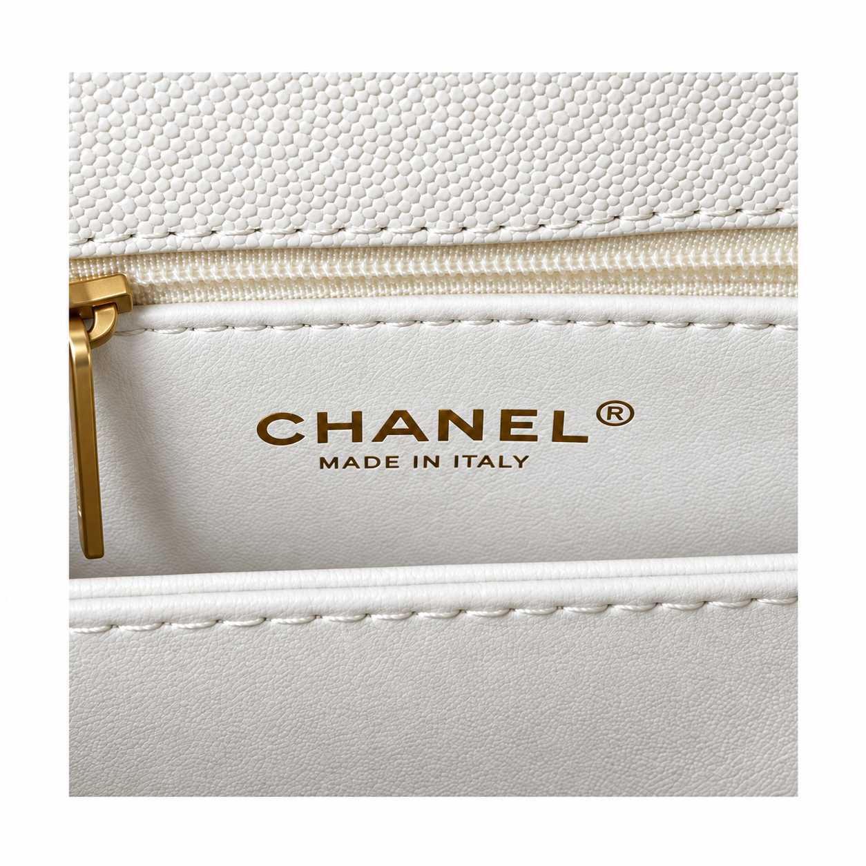 Chanel Coco Handle Quilted Caviar Top Handle Bag White 23cm
