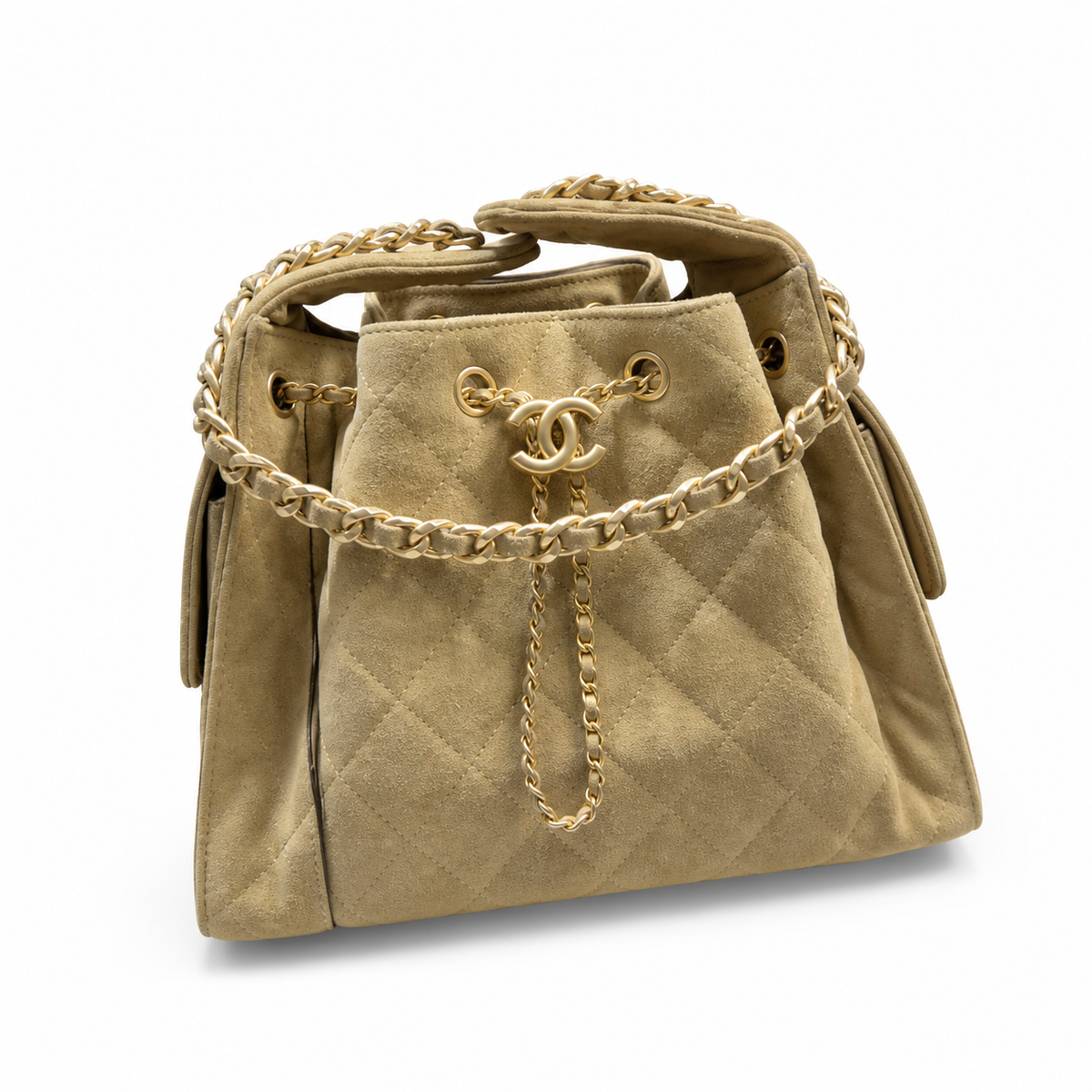 Chanel Classic Quilted Handbag | CC Turn-Lock Rigid Top Handle Chain Strap — 26x30cm