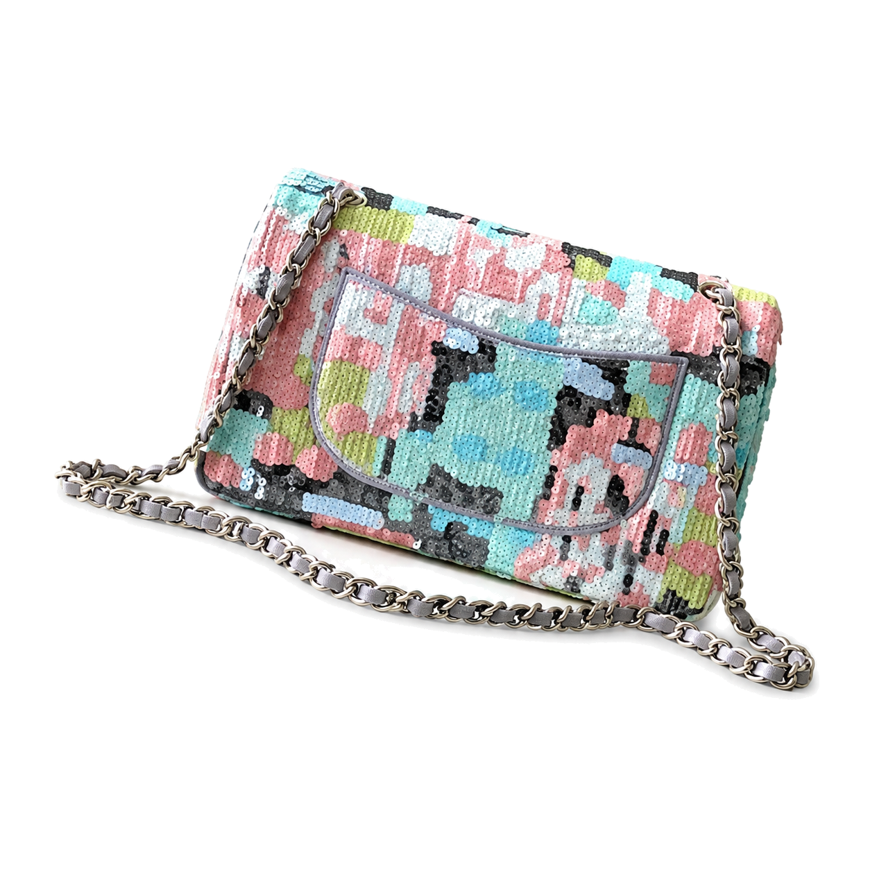 Chanel Multicolor Sequin Patchwork Classic Flap Bag