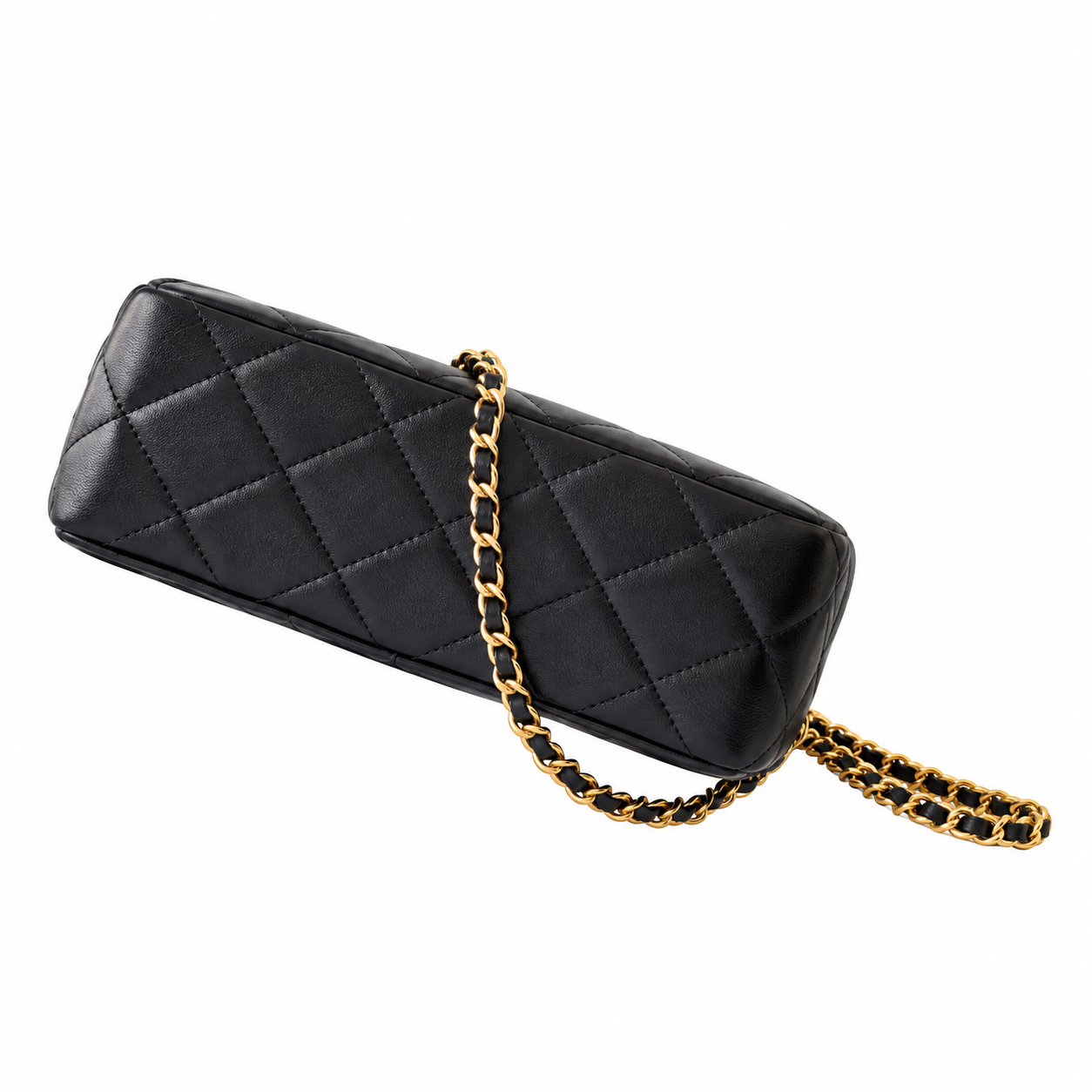Chanel Pearl Frame Quilted Clutch Black 10×20×7cm