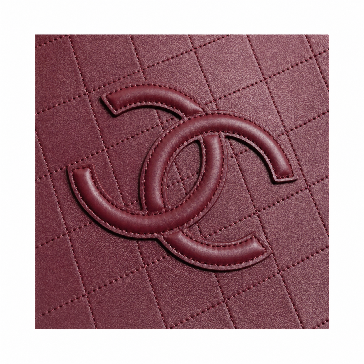 Chanel Burgundy Calfskin Large Shopping Tote | Raised CC & Gold Chain — 36cm