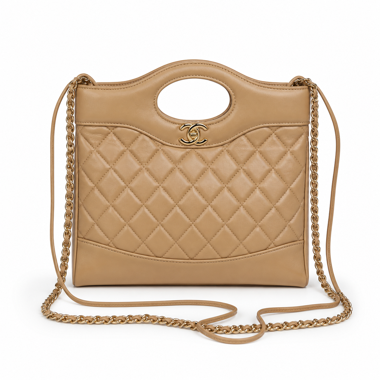 Chanel Classic Quilted Flap Bag | CC Turn-Lock Leather Chain Strap — 22x23cm