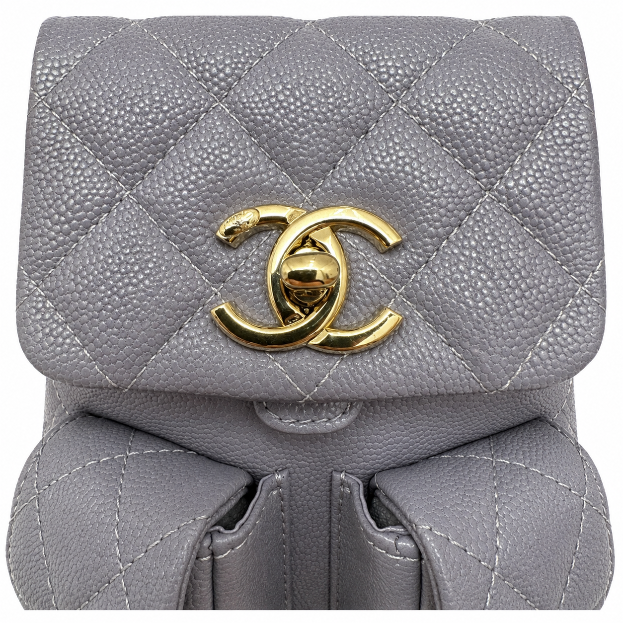 Chanel Duma Iridescent Caviar Backpack | CC Turn-Lock Gold Chain Lilac — 20.5x20cm