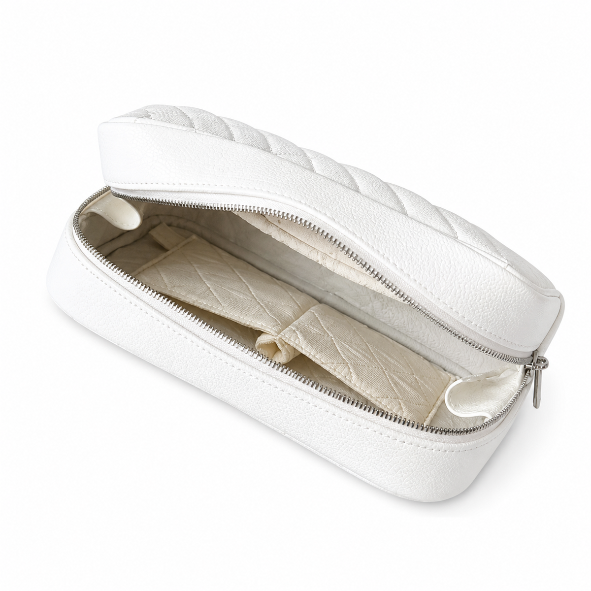 Chanel CC Quilted Mini Vanity Case Bag | Beige & Gold Chain — 21cm