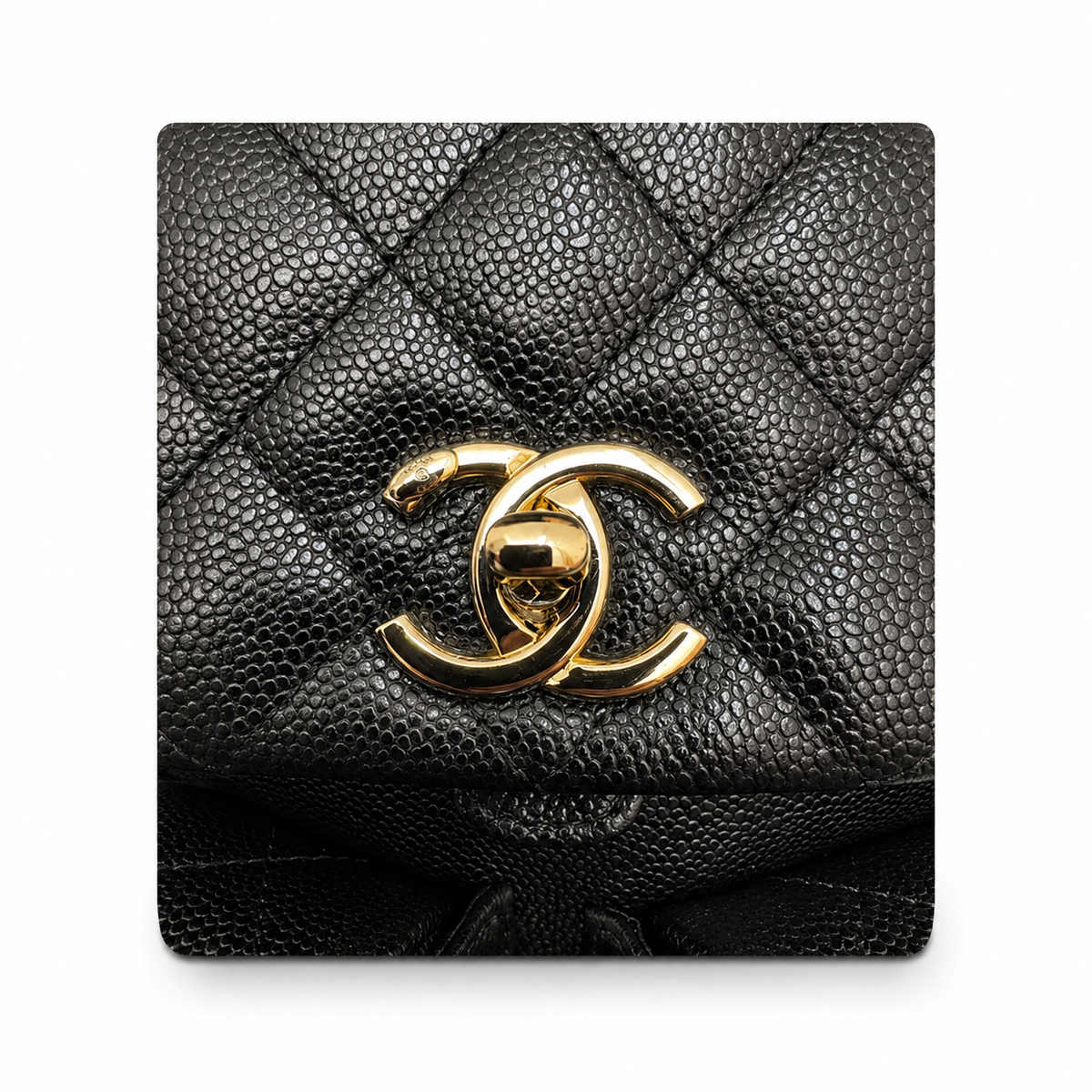 Chanel Duma Grained Leather Backpack | CC Turn-Lock Antique Gold Chain Black — 20.5x20cm
