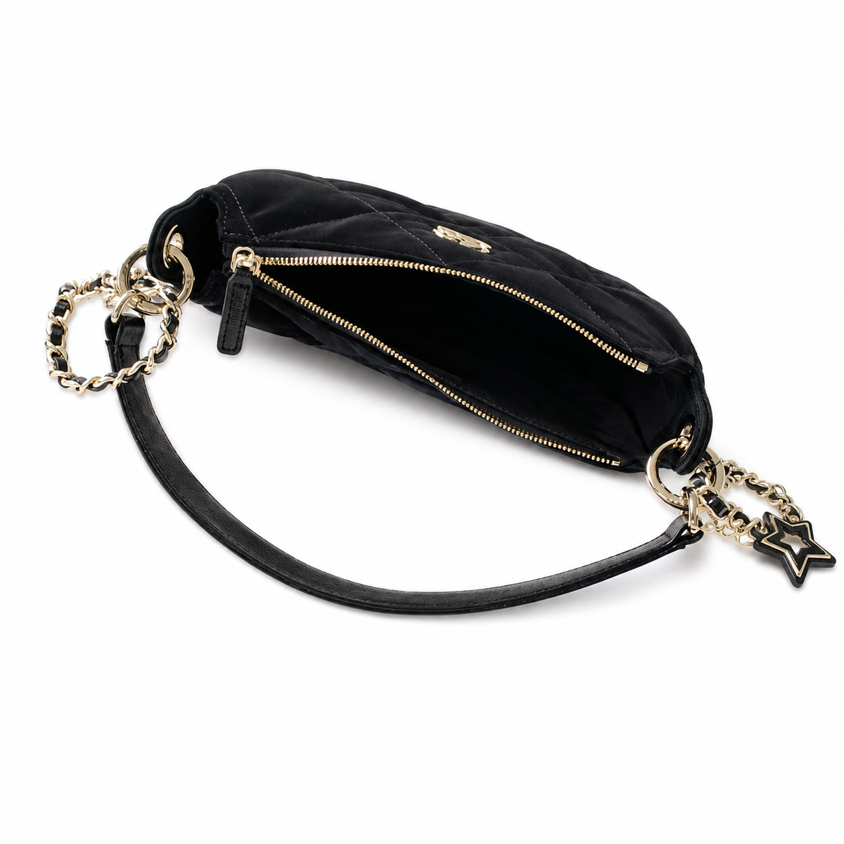 Chanel Black Suede Vertical Quilt Flap Bag | Oversized Gold CC Turn-Lock & CHANEL-Engraved Chain Ring