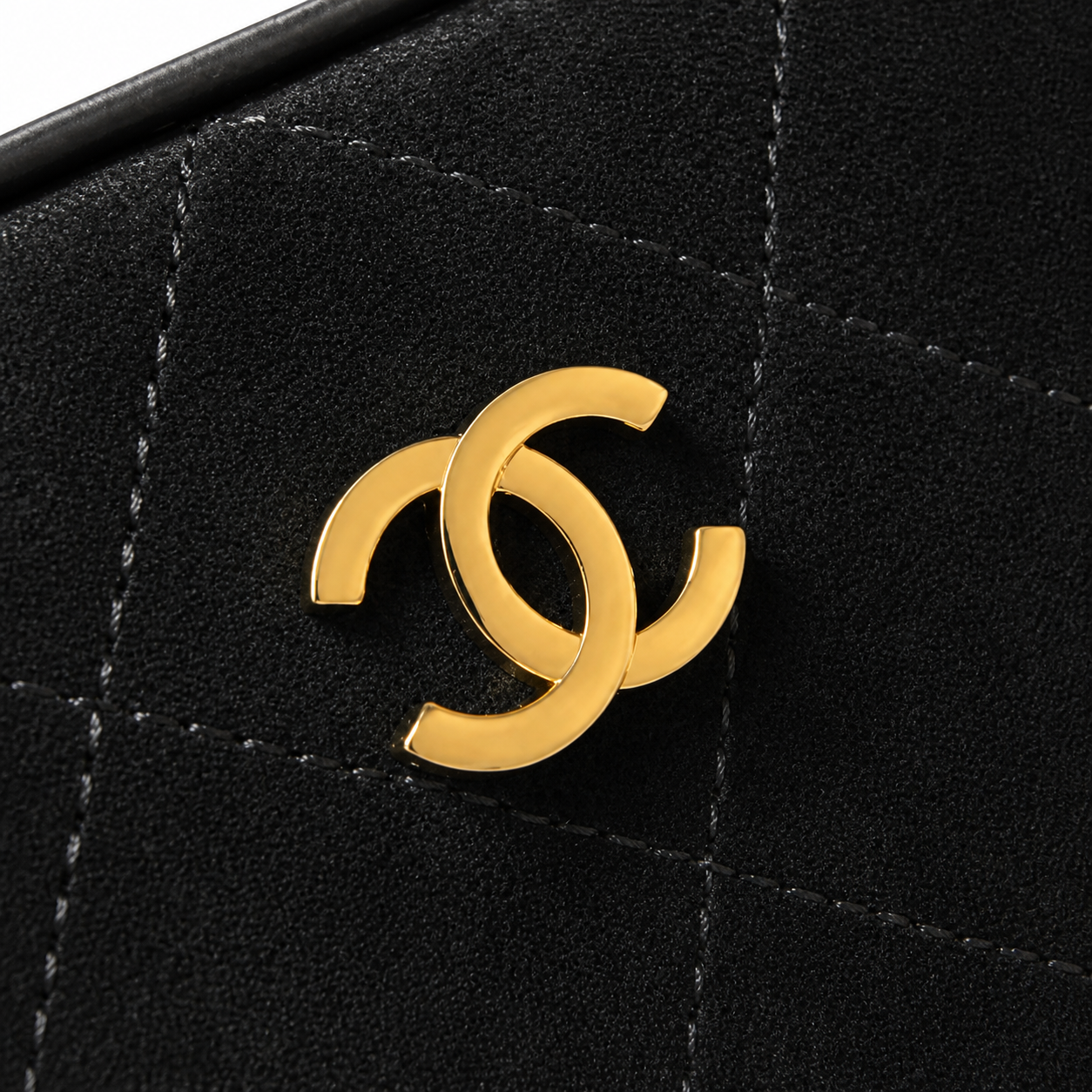 Chanel Bowling Bag Black Diamond-Quilted Suede | Elongated Barrel & Gold Full-Length Zip — 29cm