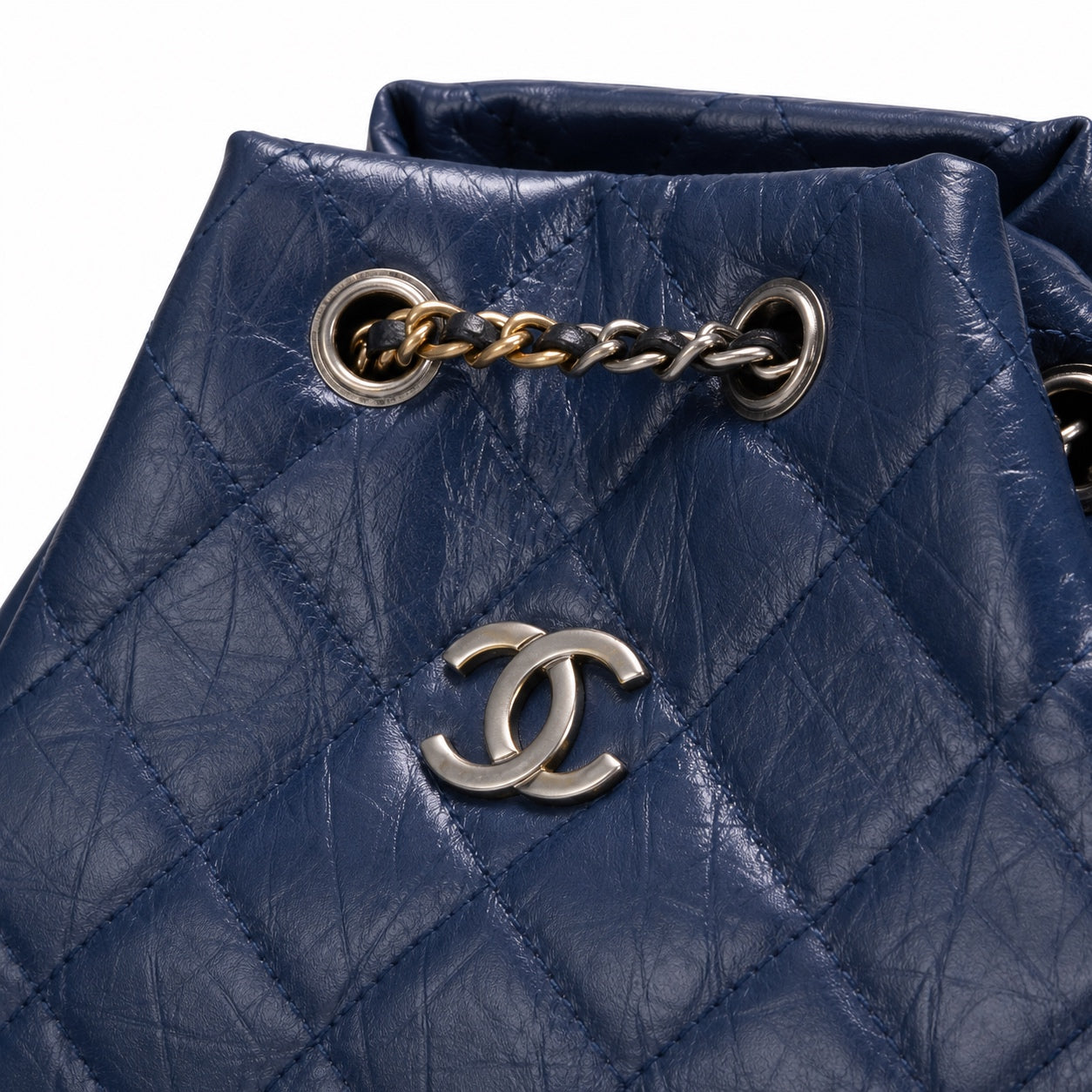 Chanel Gabrielle Quilted Calfskin Backpack | Navy Blue & Black Base — 24cm