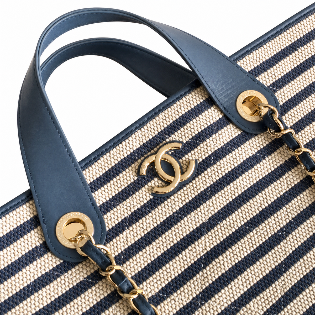 Chanel CC Quilted Wide Tote Bag | Gold Chain Handle — 46cm