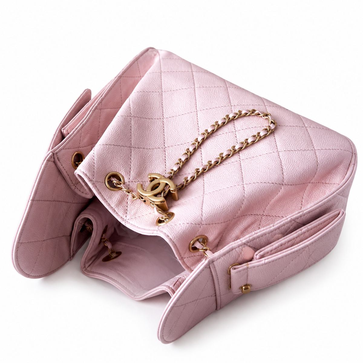 Chanel Classic Quilted Handbag | CC Turn-Lock Rigid Top Handle Chain Strap — 30x26cm