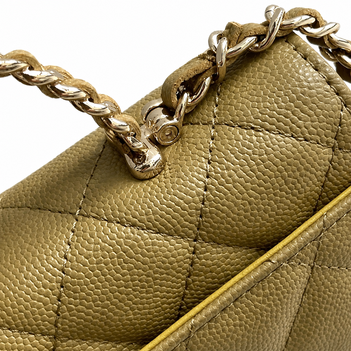 Chanel Olive Green Caviar Quilted Mini Top Handle Flap Bag