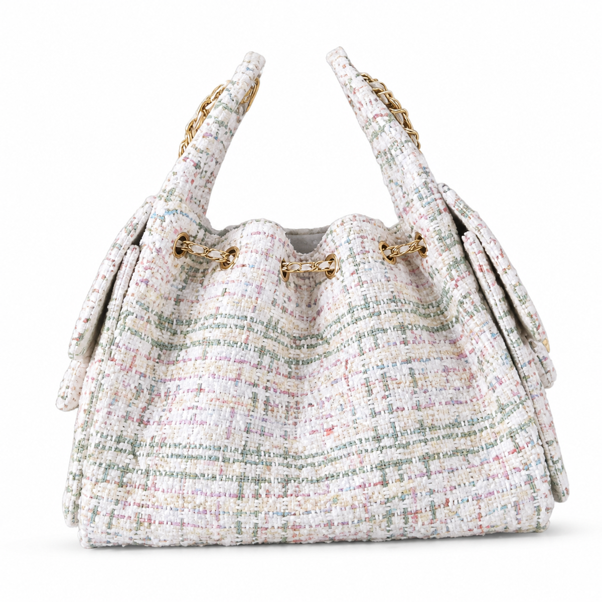 Chanel Classic Quilted Handbag | CC Turn-Lock Rigid Top Handle Chain Strap — 30x26cm