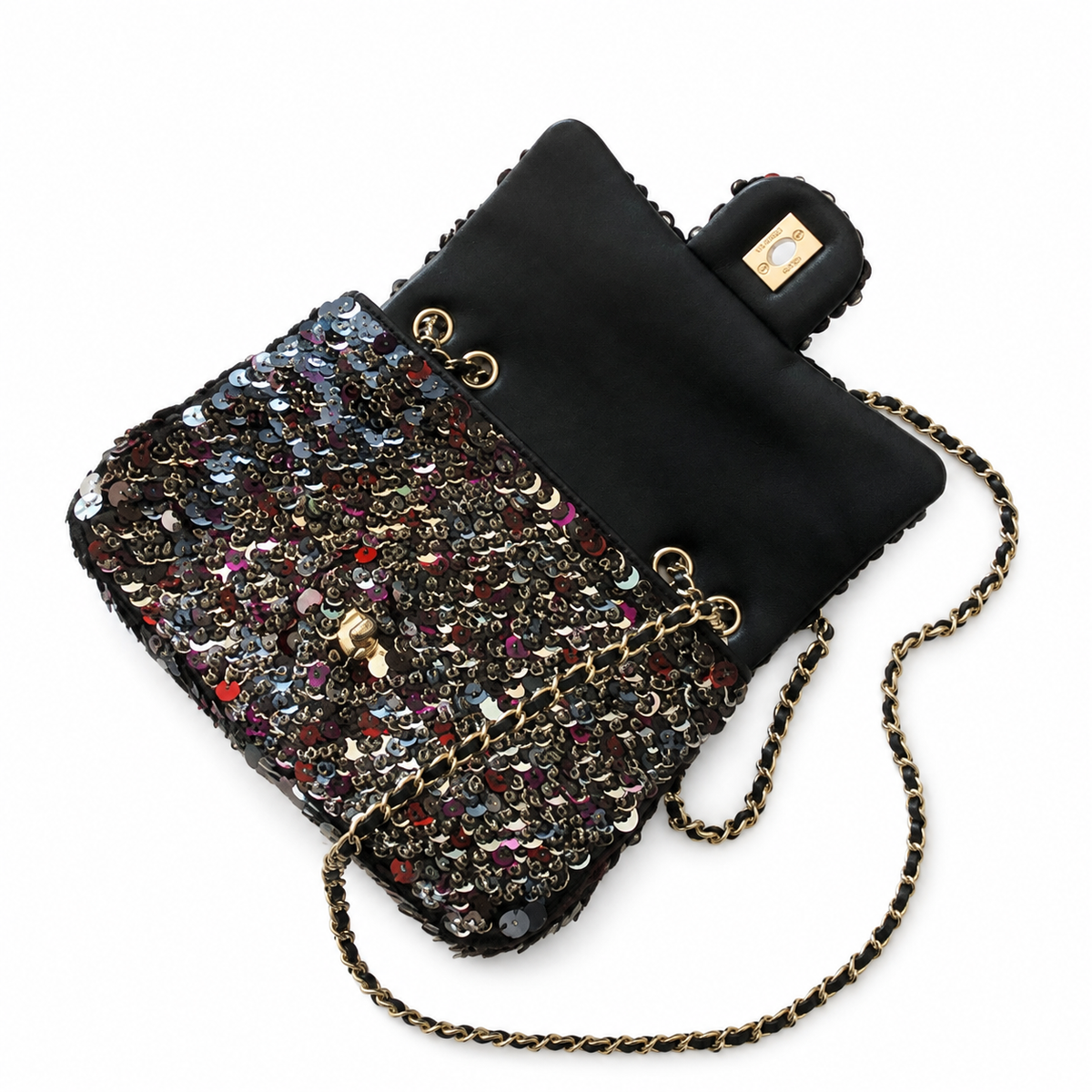 Chanel Black Oversized Multicolour Sequin Flap Bag | Diagonal Colour Waves, Day-to-Night Surface & Gold CC