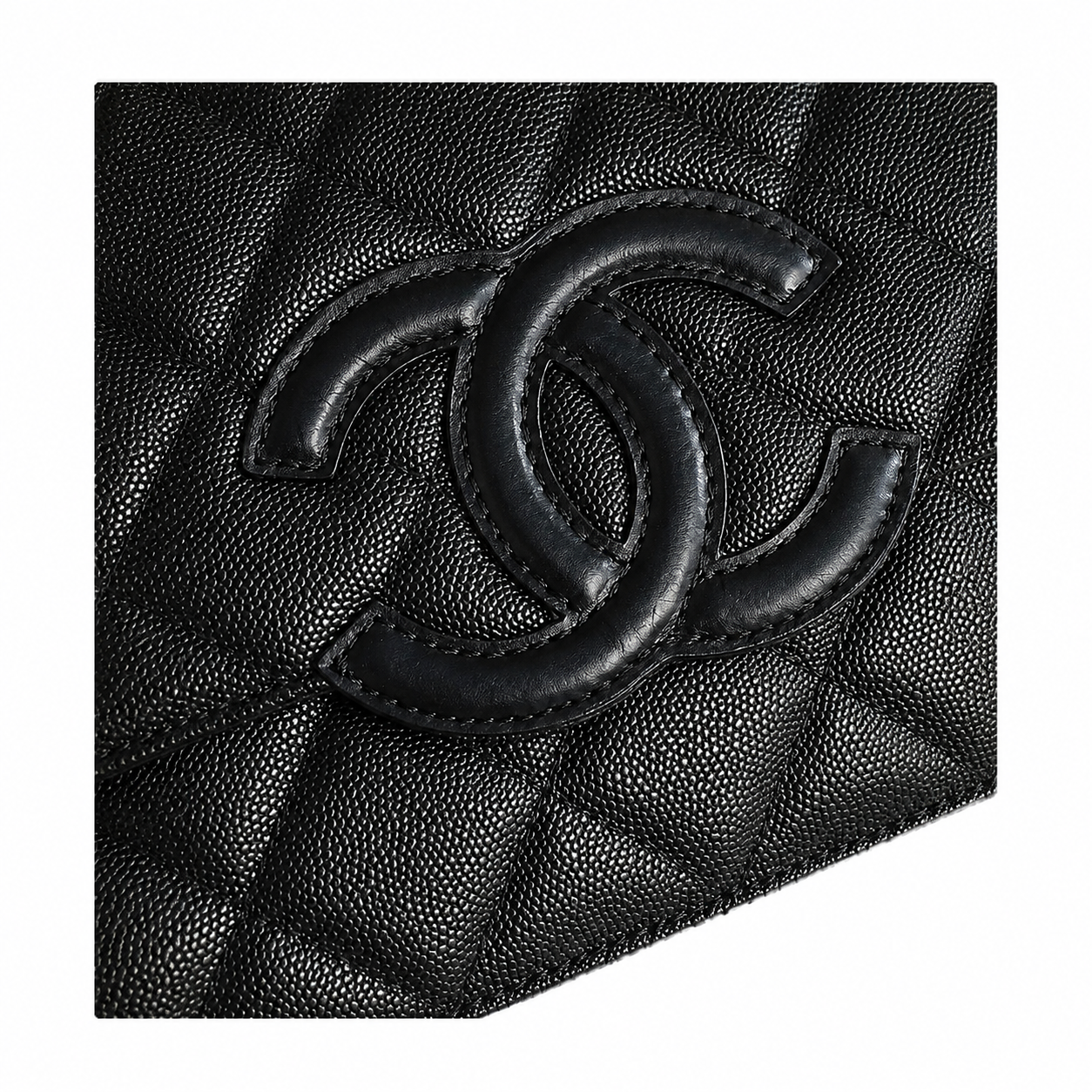 Chanel Black Aged Caviar Quilted Flap Bag | Oversized CC Logo, Top Handle & Gold Chain