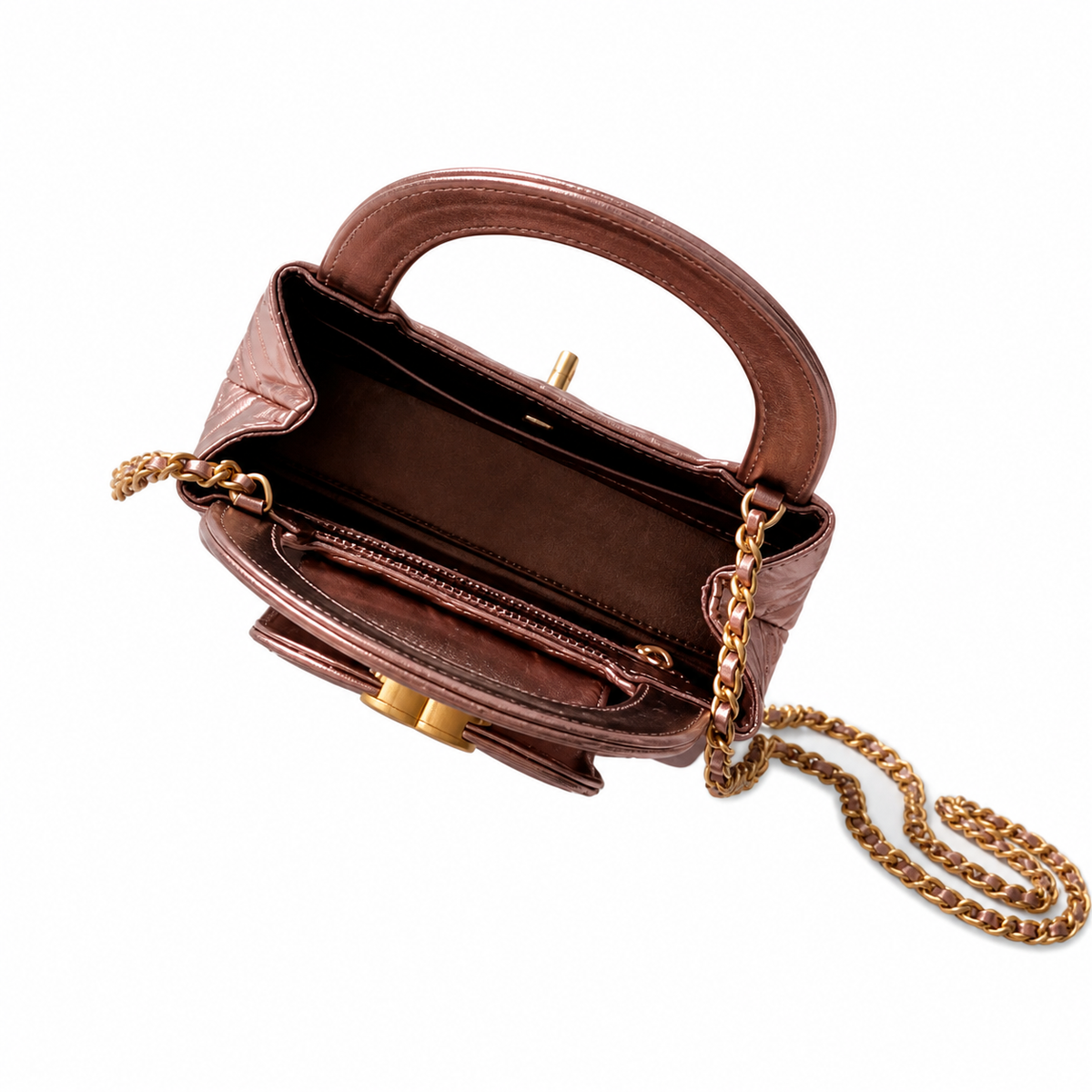 Chanel Classic Quilted Mini Flap Bag | CC Turn-Lock Leather Chain Strap — 13x19cm