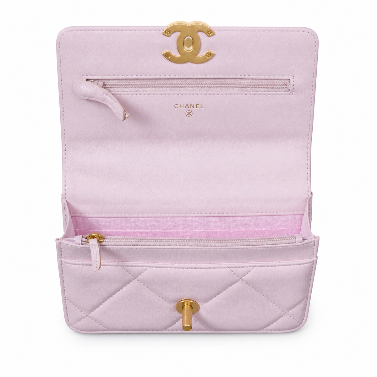Chanel Classic Quilted Slim Flap Bag | CC Turn-Lock Leather Chain Strap — 12x19.5cm