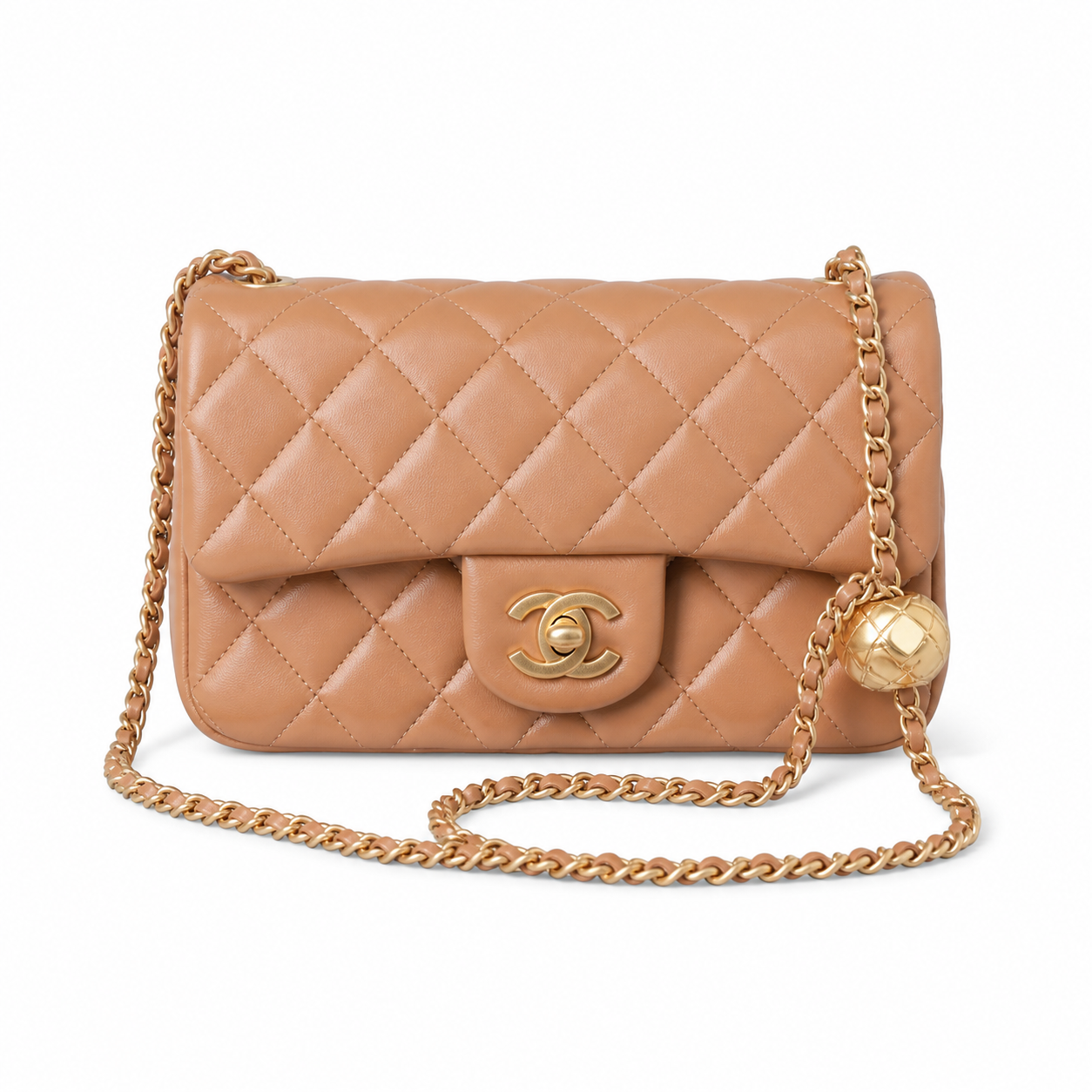 Chanel Classic Quilted Flap Bag | CC Turn-Lock Leather Chain Strap — 20x13cm