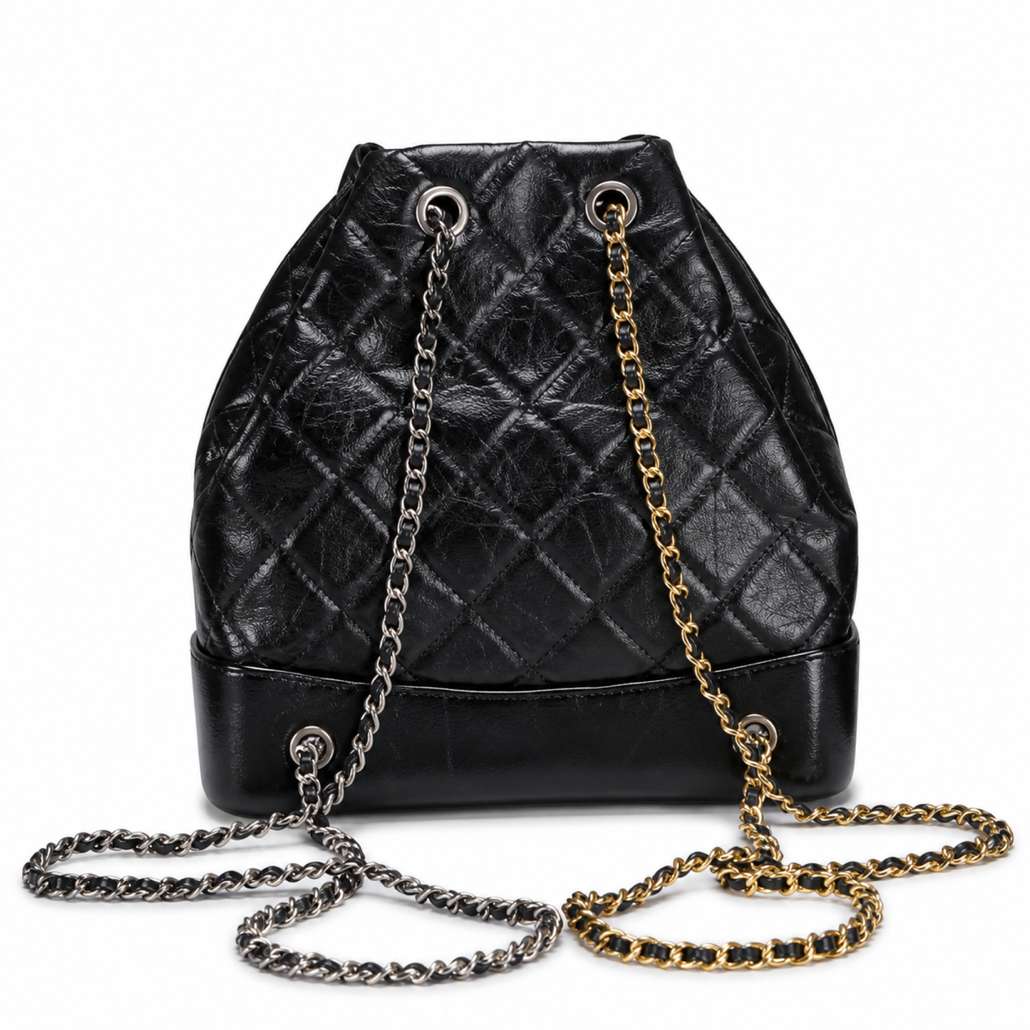 CC Gabrielle Quilted Aged Calfskin Backpack – Black, Mixed Hardware & Chain Straps