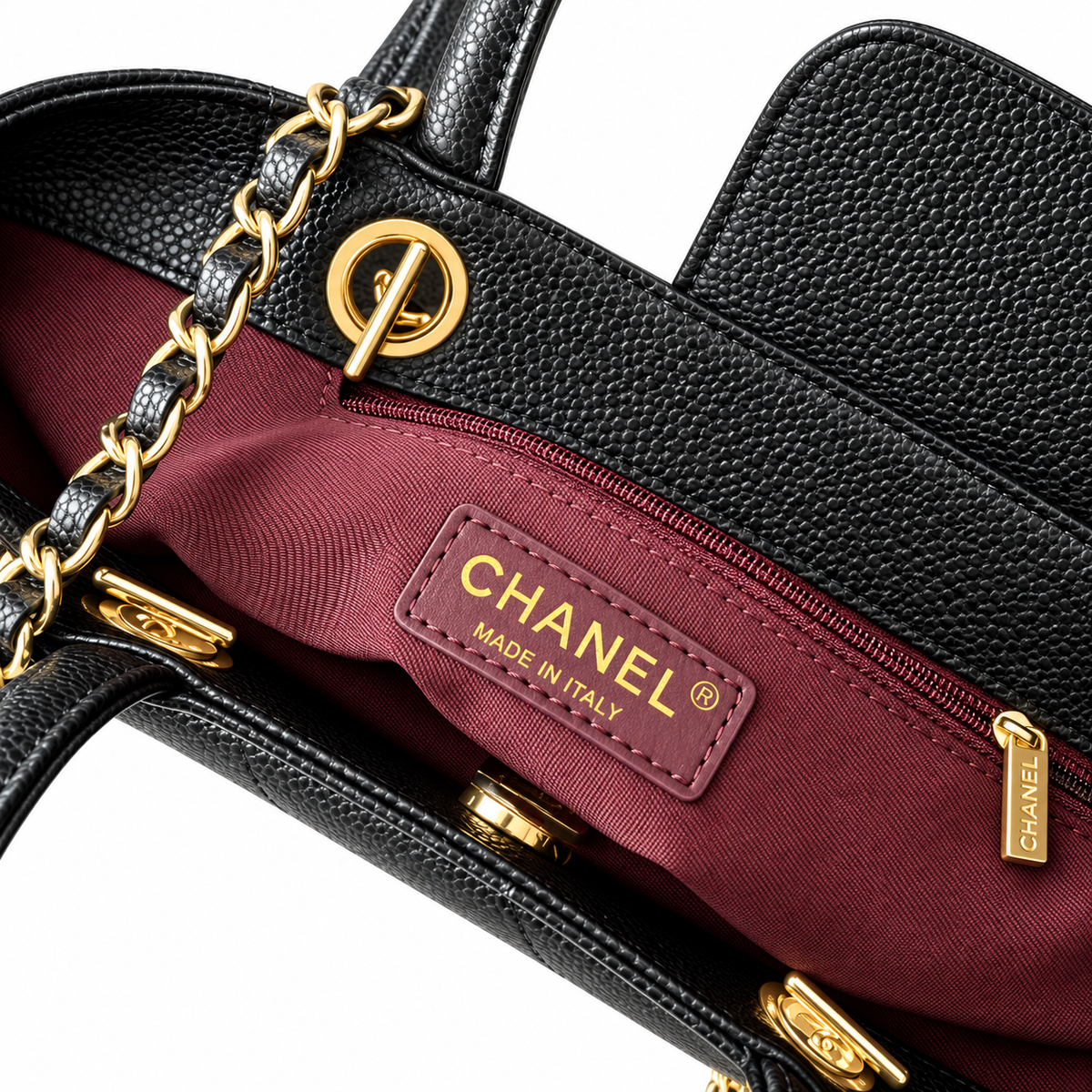 Chanel Neo Executive Quilted Caviar Tote Bag Black Gold 25cm