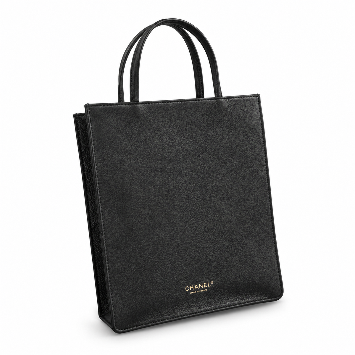 Chanel Black Smooth Leather Large Shopper Tote | Dual Handles & Gold CC Chain