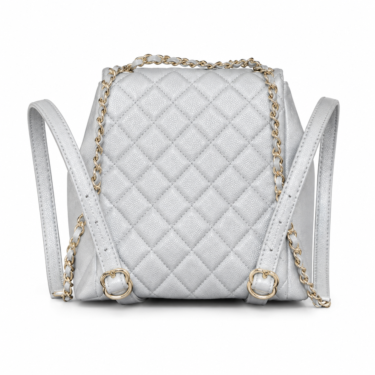 Chanel Duma Iridescent Caviar Backpack | CC Turn-Lock Gold Chain Silver — 20.5x20cm
