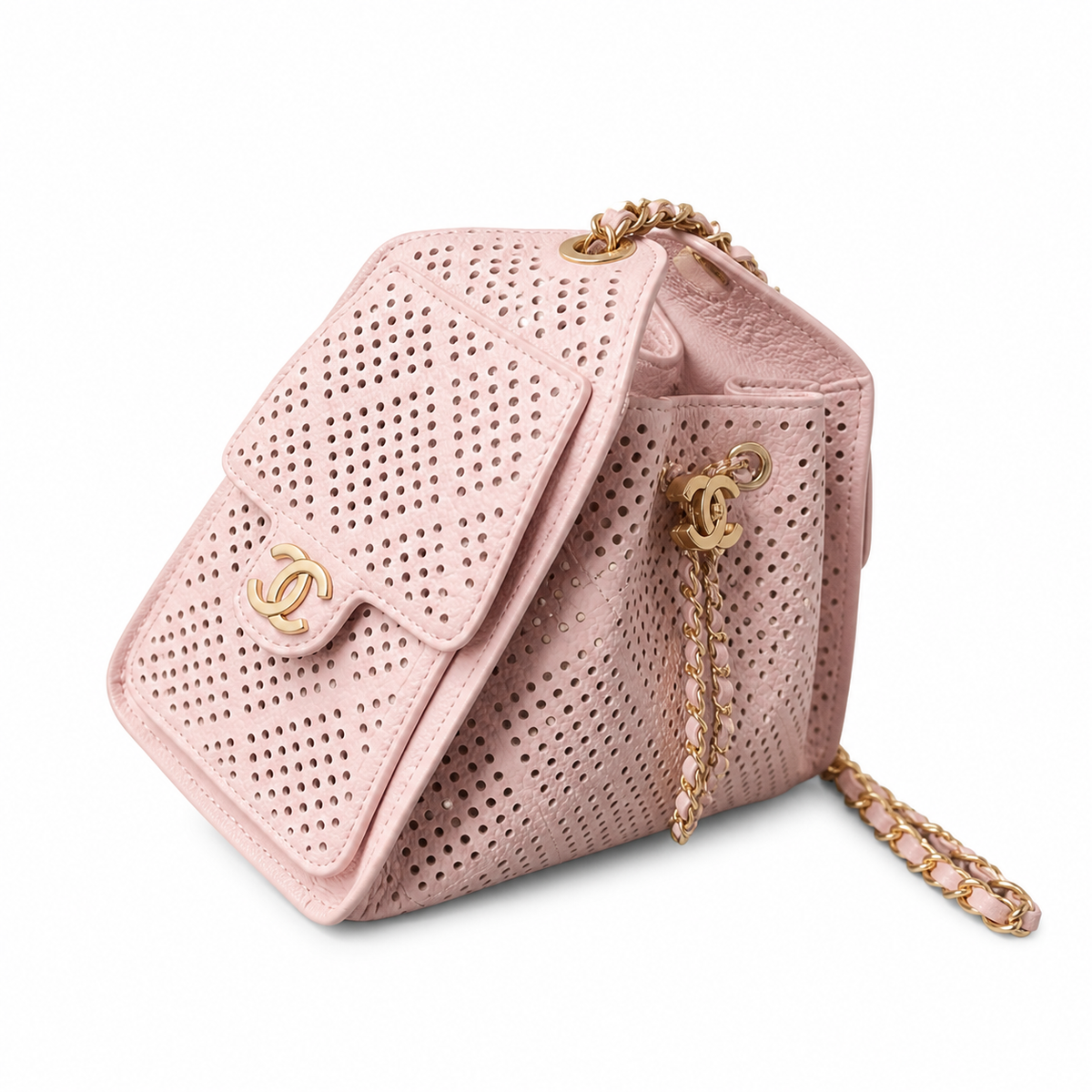 Chanel Classic Quilted Medium Top Handle Handbag | CC Turn-Lock Chain Strap — 20cm
