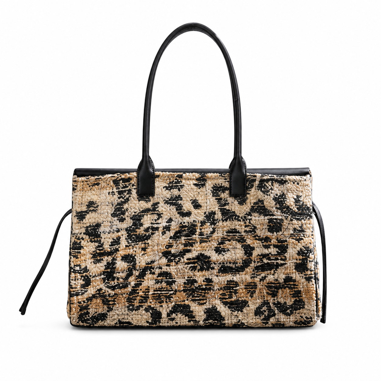 Chanel Medium Shopping Tote Abstract Camel & Black Bouclé Tweed | Detachable Leather Flap Pocket — 38cm