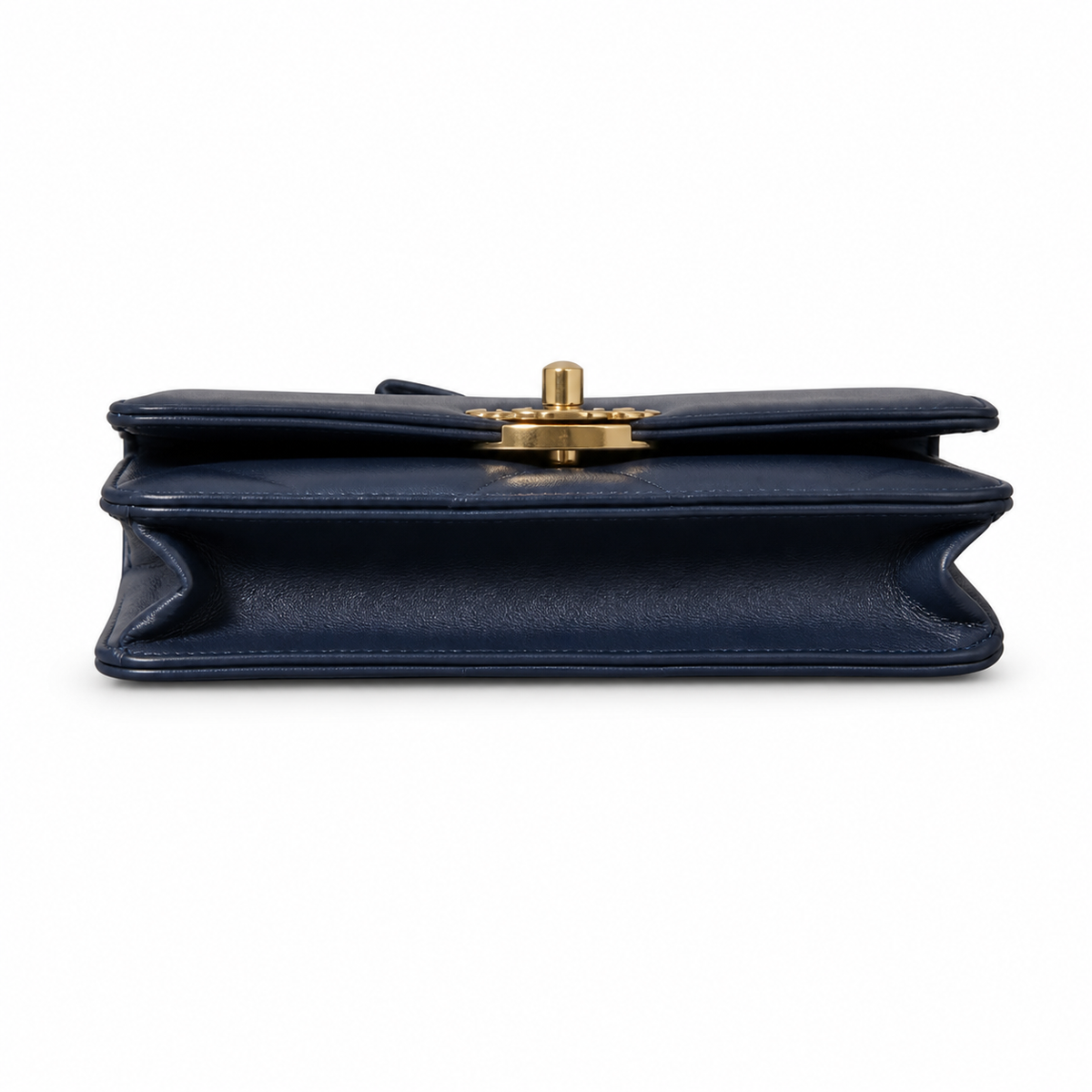 Chanel Classic Quilted Slim Flap Bag | CC Turn-Lock Leather Chain Strap — 12x19.5cm