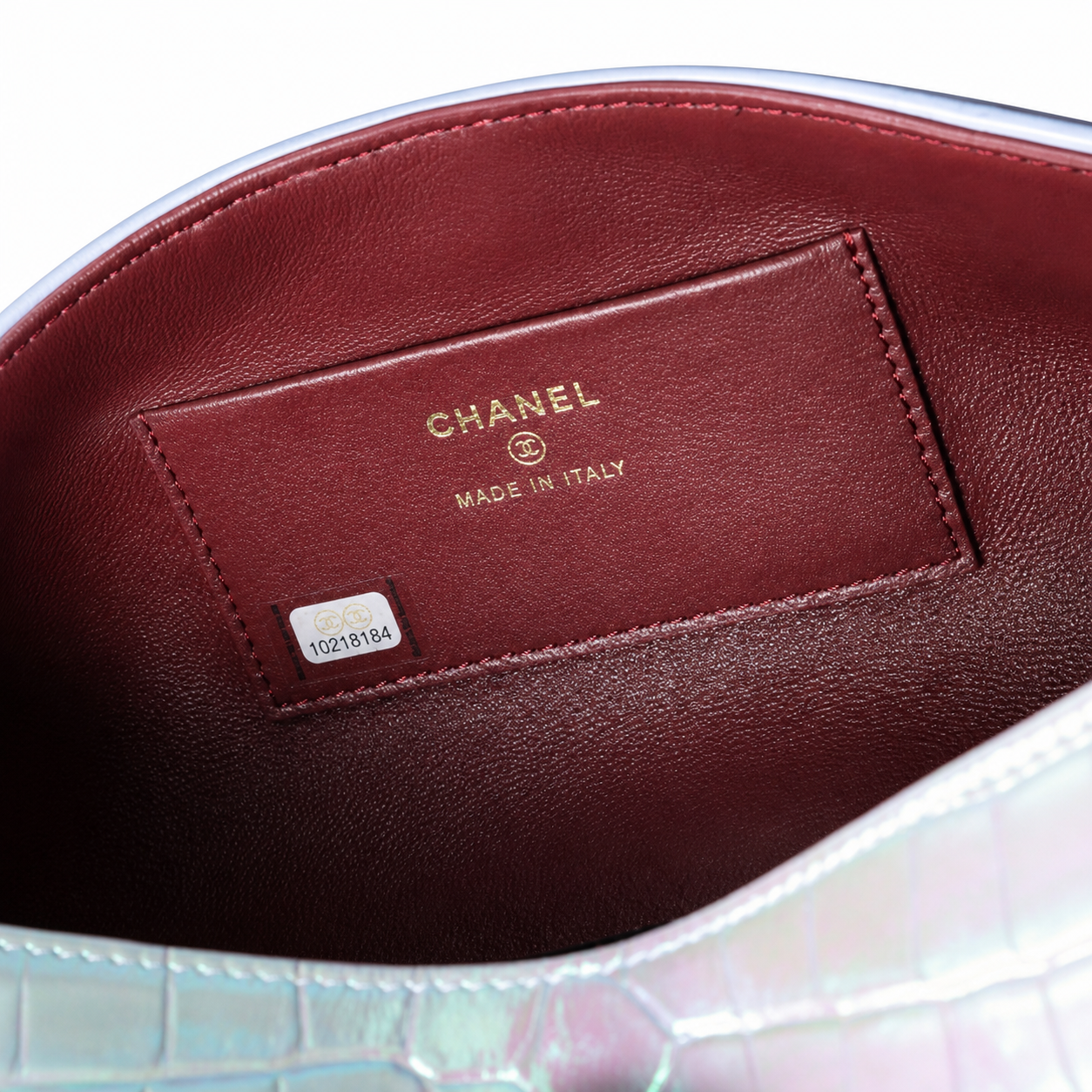 Chanel CC Iridescent Croc-Embossed Cylindrical Flap Bag | Gold — 23cm