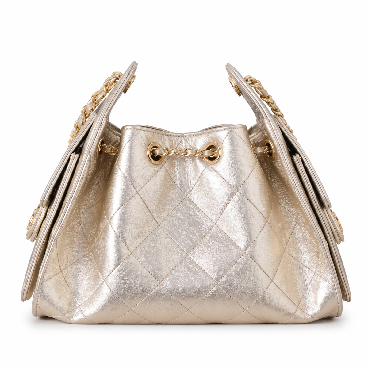 Chanel Classic Quilted Handbag | CC Turn-Lock Rigid Top Handle Chain Strap — 2 Sizes