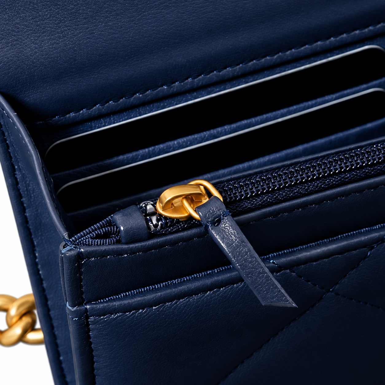 Chanel 19 Wallet on Chain WOC Quilted Lambskin Navy Blue 19cm