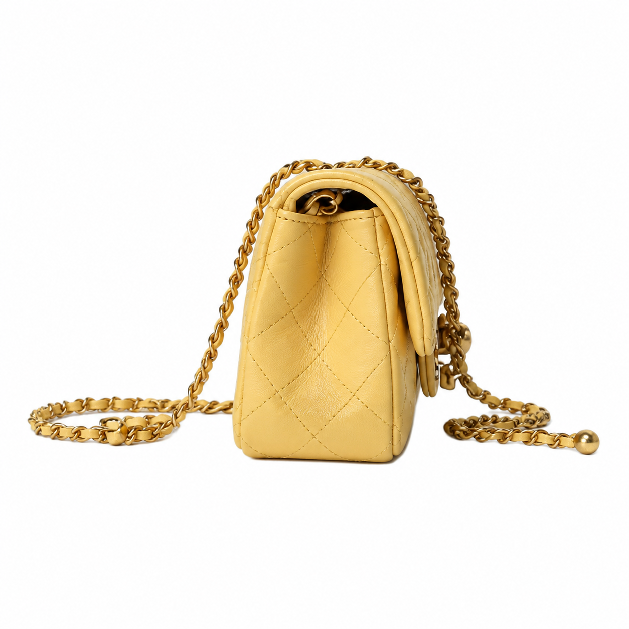 Chanel Classic Flap Bag | CC Turn-Lock Gold Chain Lambskin Satin Interior — 20cm