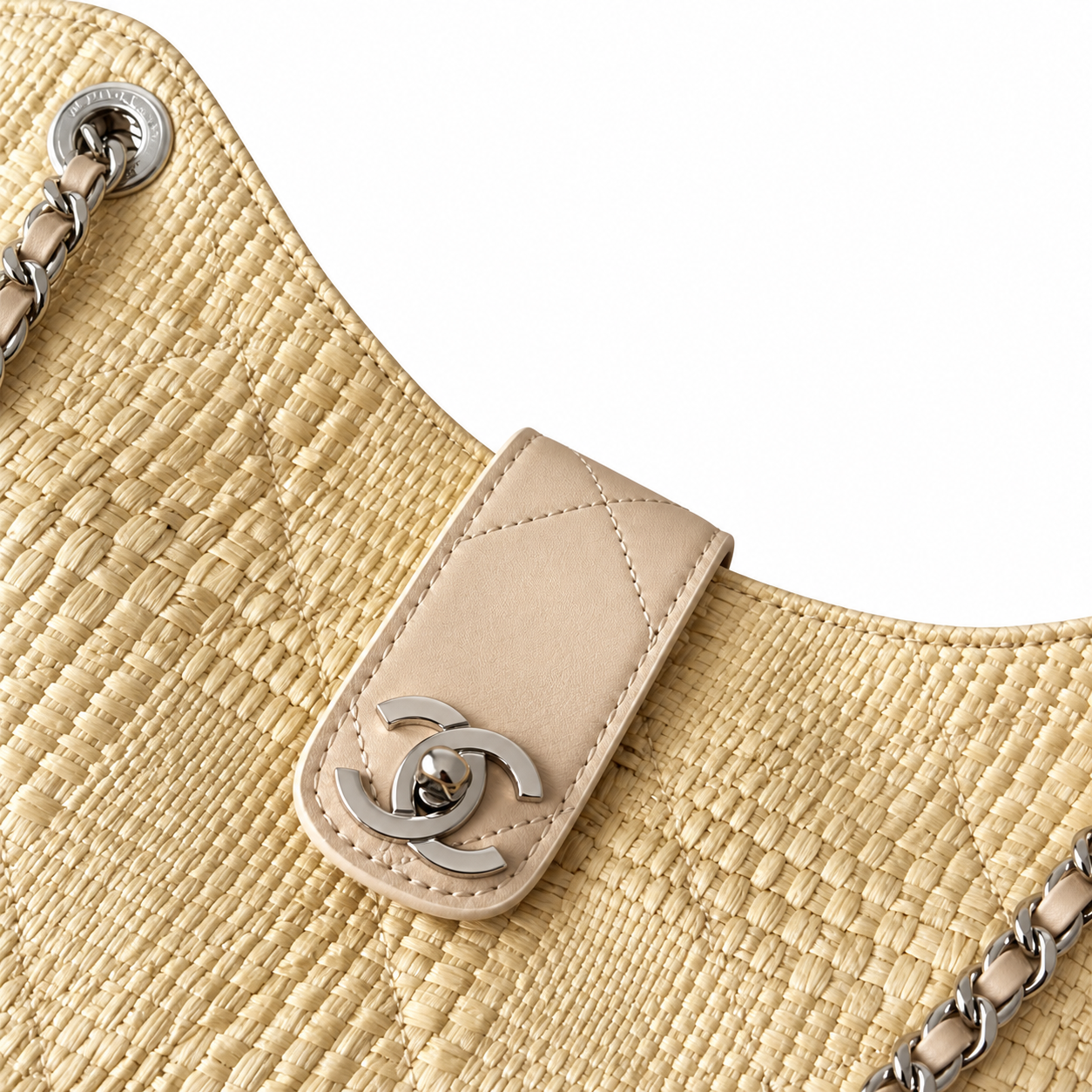 Chanel Raffia Woven CC Tote Bag Ecru 26×40×12cm