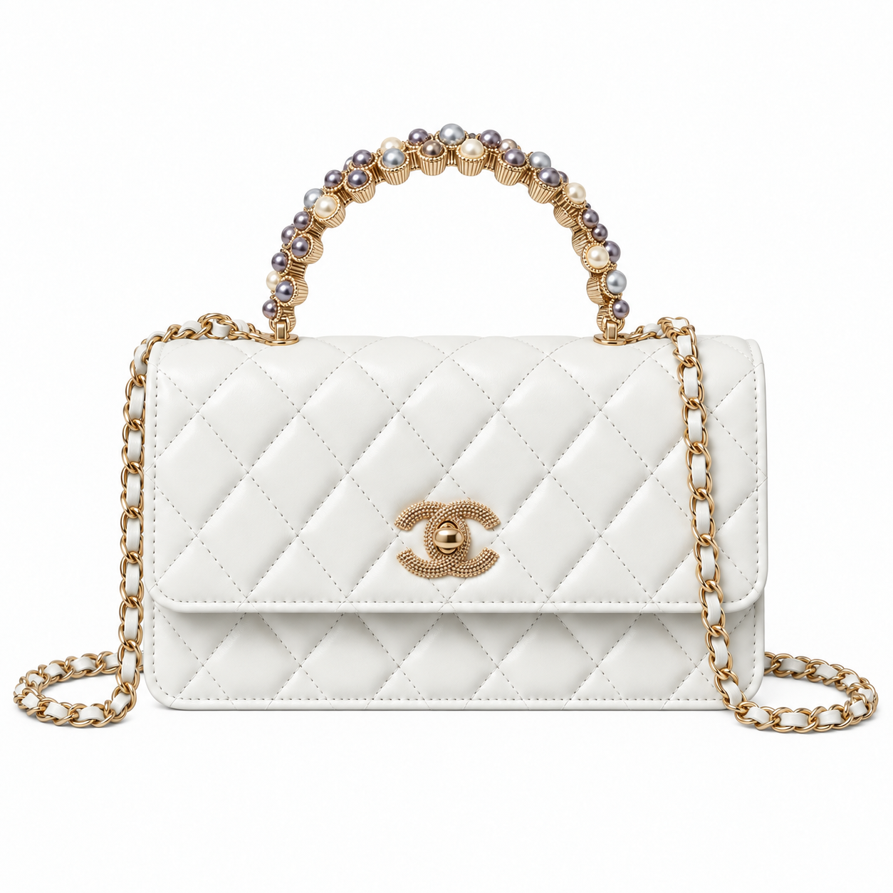 Chanel Quilted Leather Trim Mini Bag 18×11×6cm