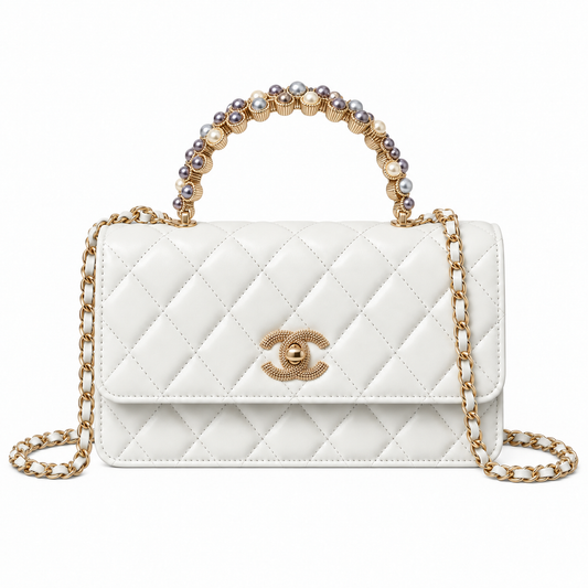 Chanel Quilted Leather Trim Mini Bag 18×11×6cm