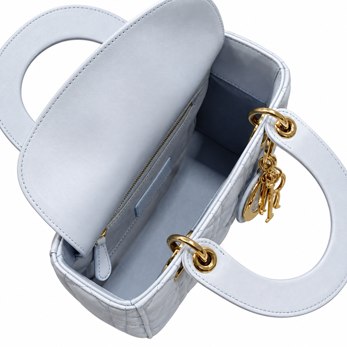 Dior Cannage Quilted Polished Top Handle Bag 20cm