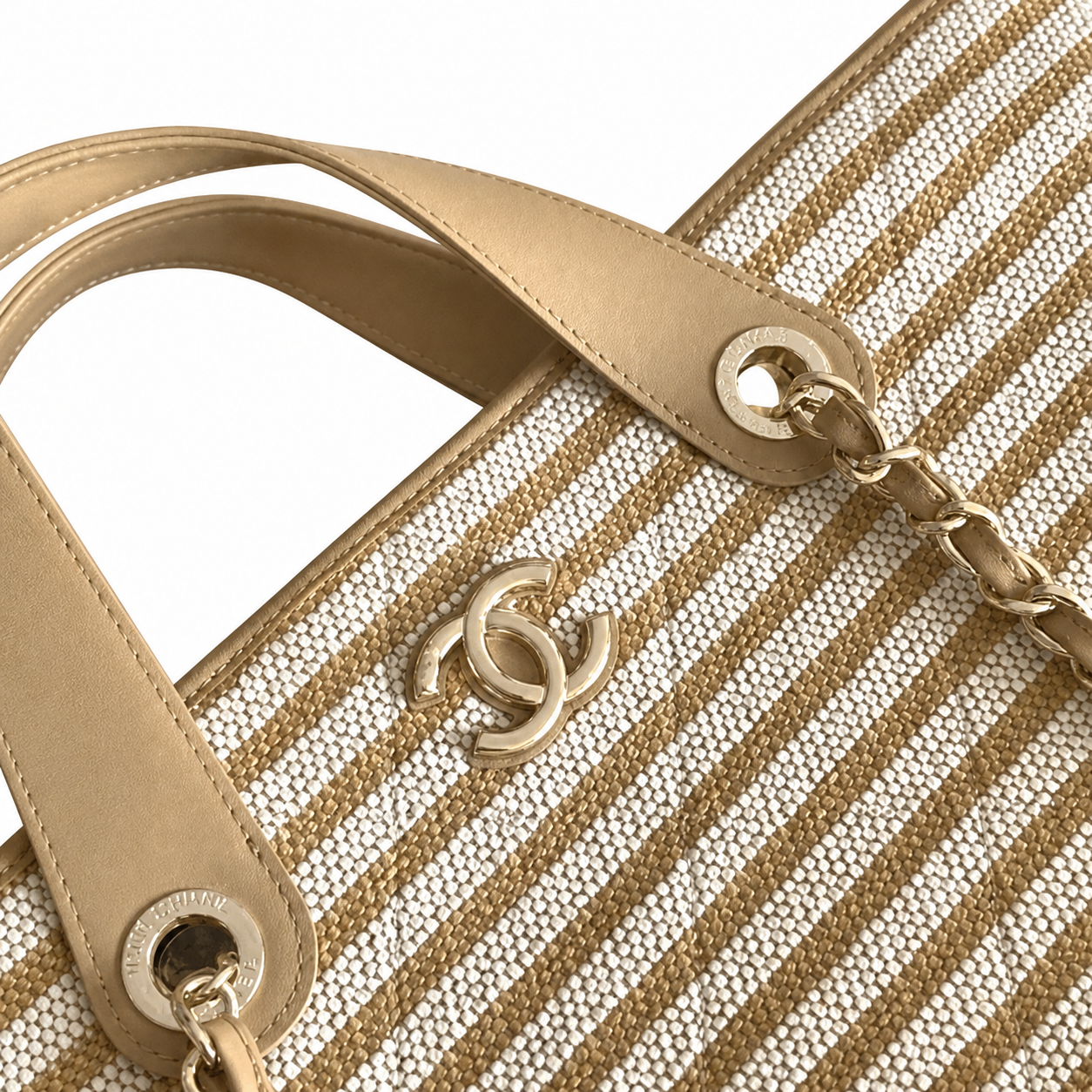 Chanel CC Quilted Wide Tote Bag | Gold Chain Handle — 46cm