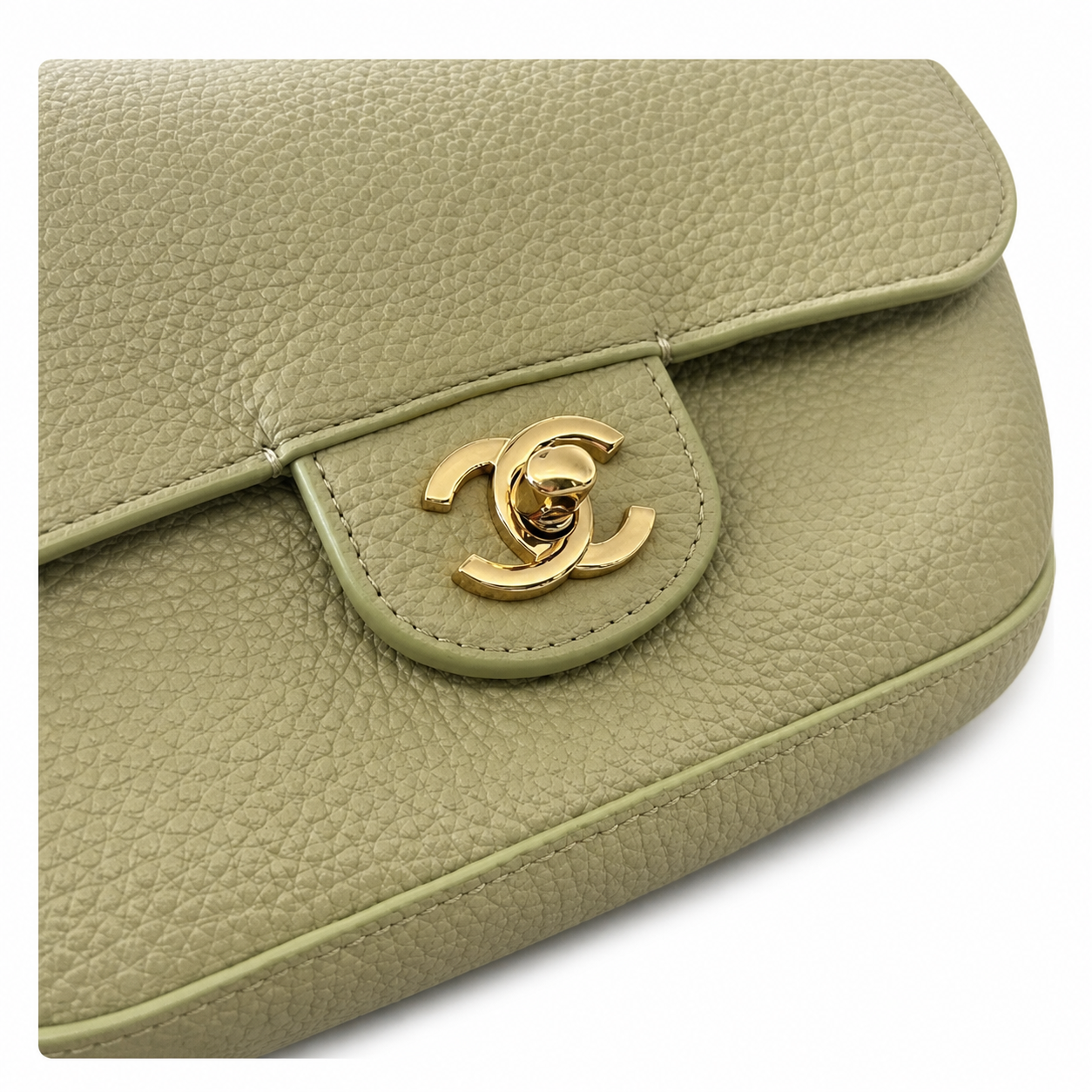 Chanel Mini Flap Bag Olive Green Caviar Leather | Gold CC Turn-Lock — 20cm