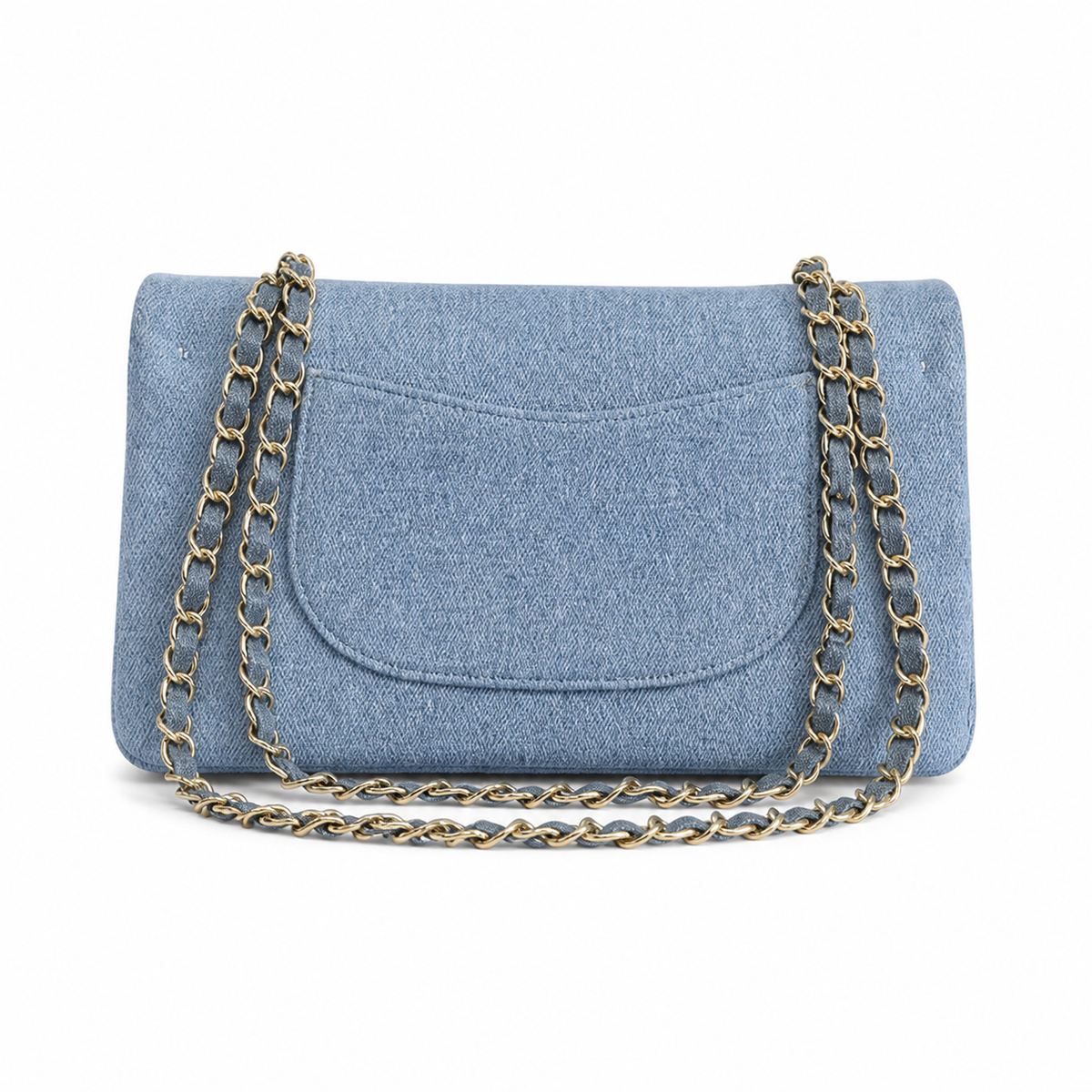Chanel Light Blue Denim Mini Flap | Hand-Embroidered Crystal Flowers & Gold CC — 25.5cm
