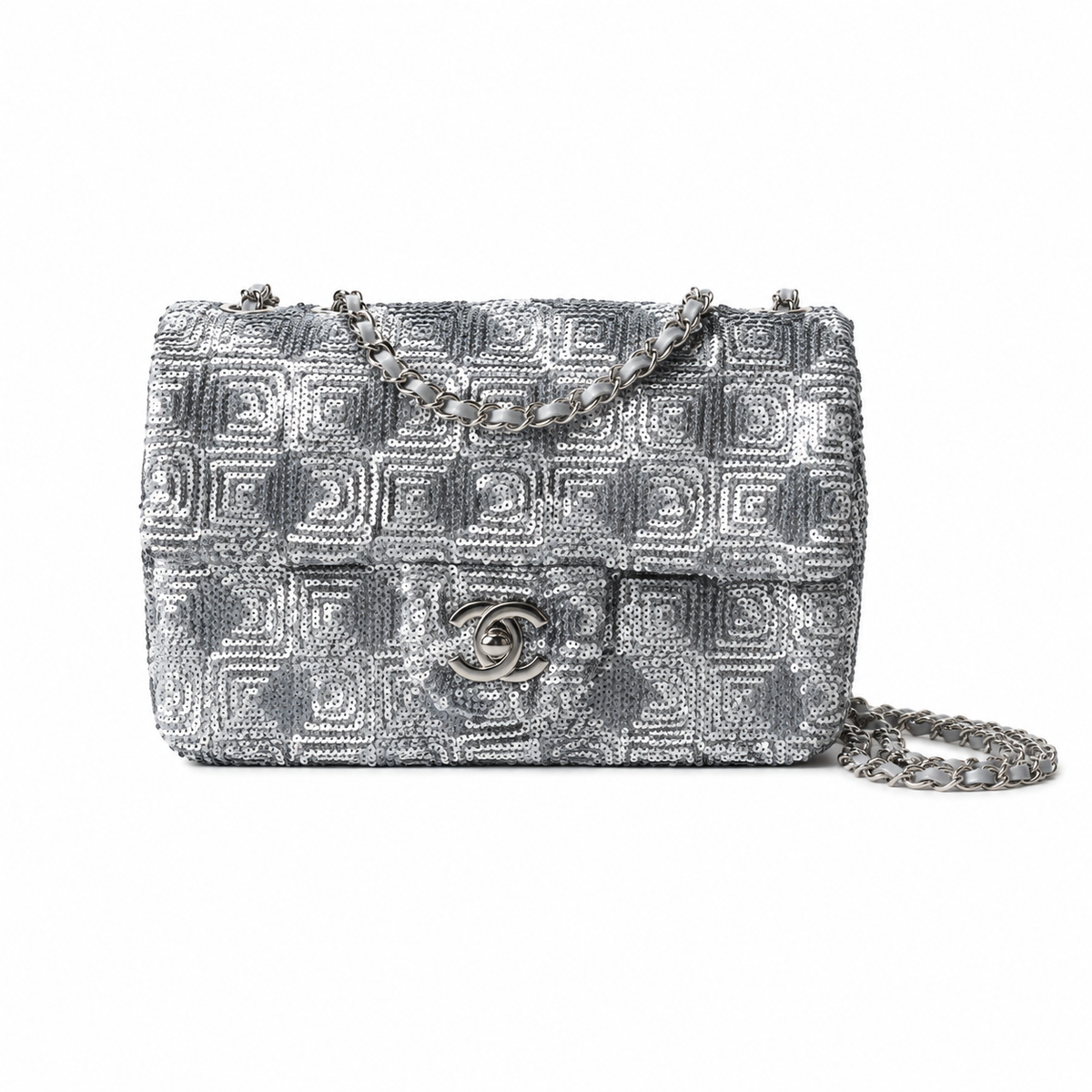 Chanel Silver Leopard-Print Sequin Flap Bag | Light-Dependent Pattern, Secret Interior Labyrinth & Gunmetal Chain
