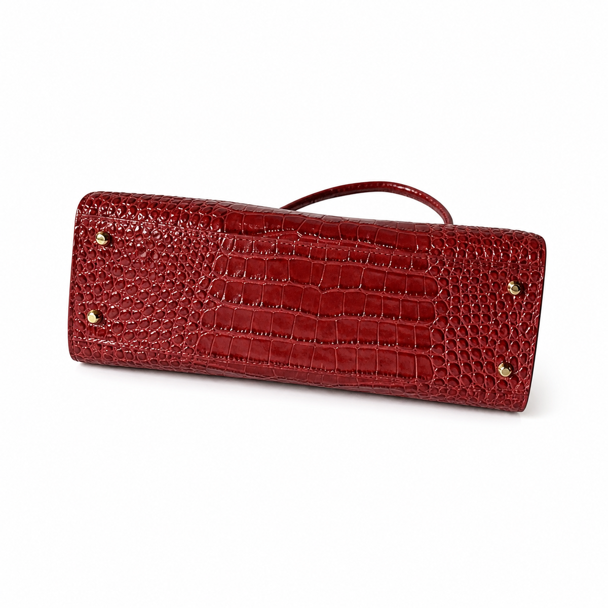 Chanel Crimson Patent Croc-Embossed Large Tote | Detachable Gold Chain & CC Disc — 39cm
