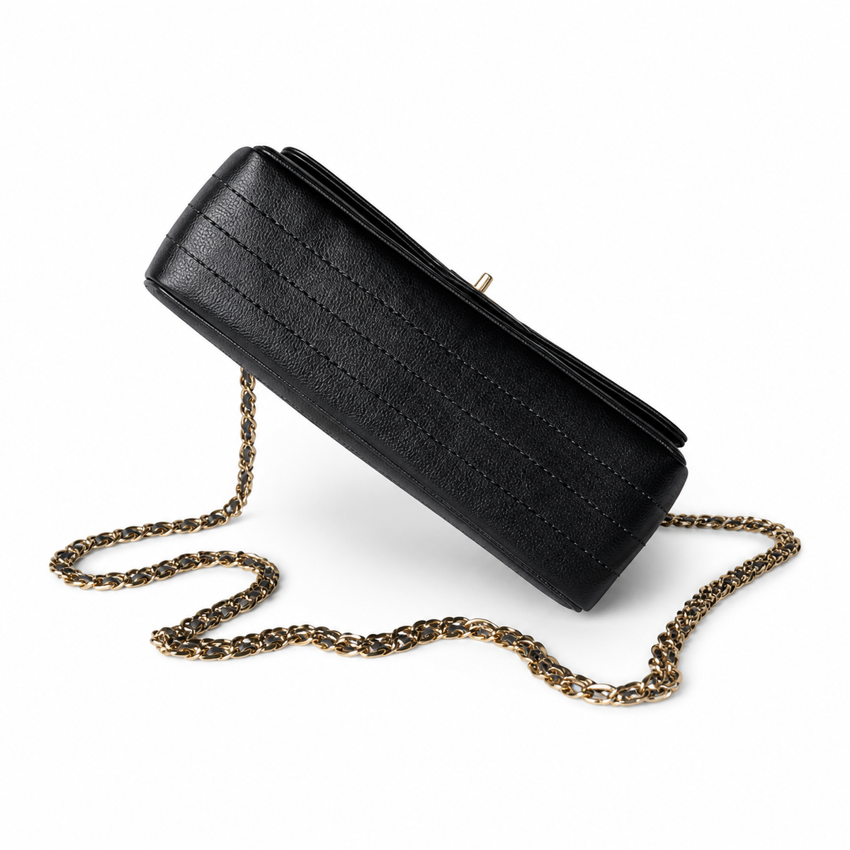 Chanel Classic Quilted Flap Bag | CC Turn-Lock Gold Hardware Leather Chain — 24x16cm