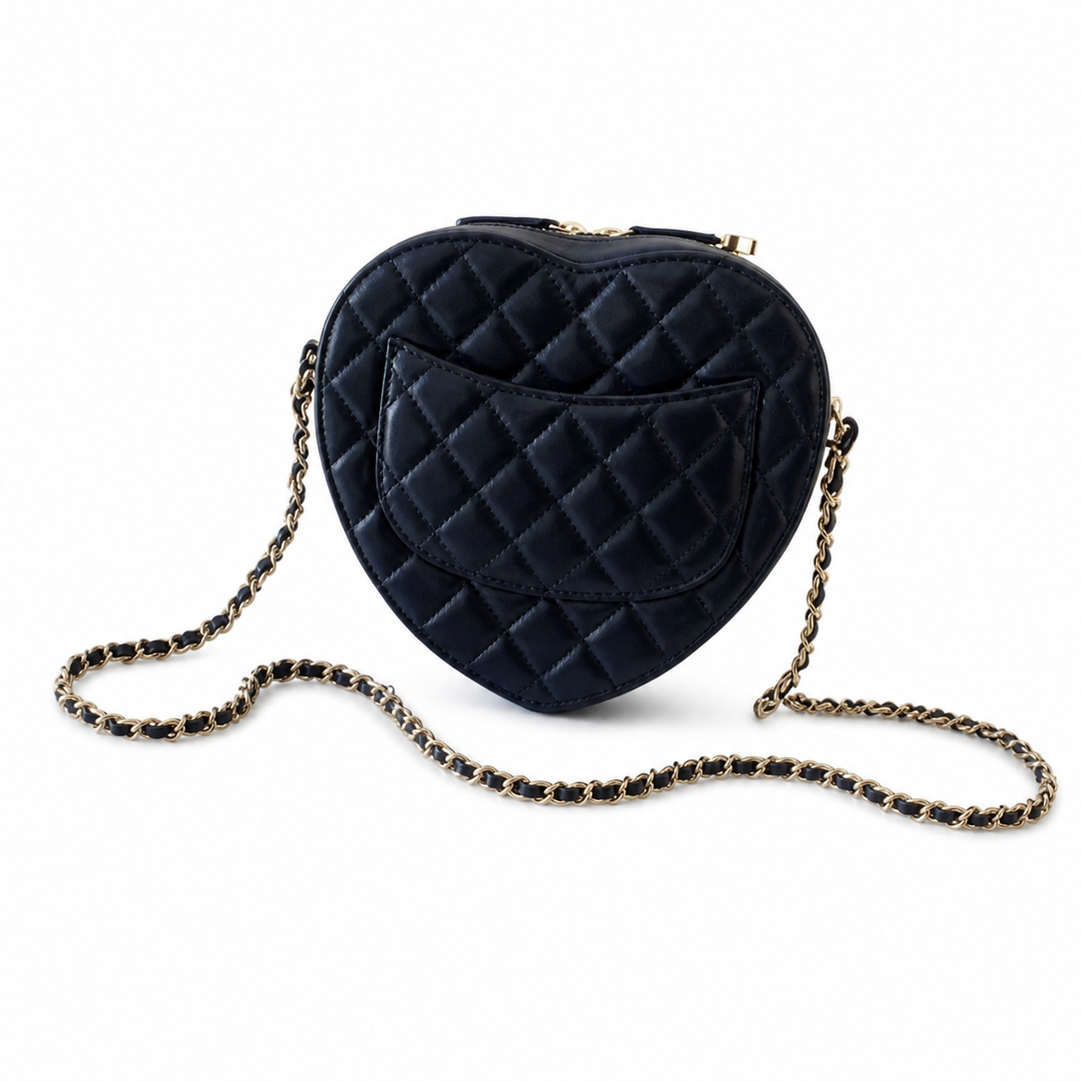 Chanel Heart Bag Navy Blue Quilted Lambskin | Gold CC Turn-Lock — 18cm
