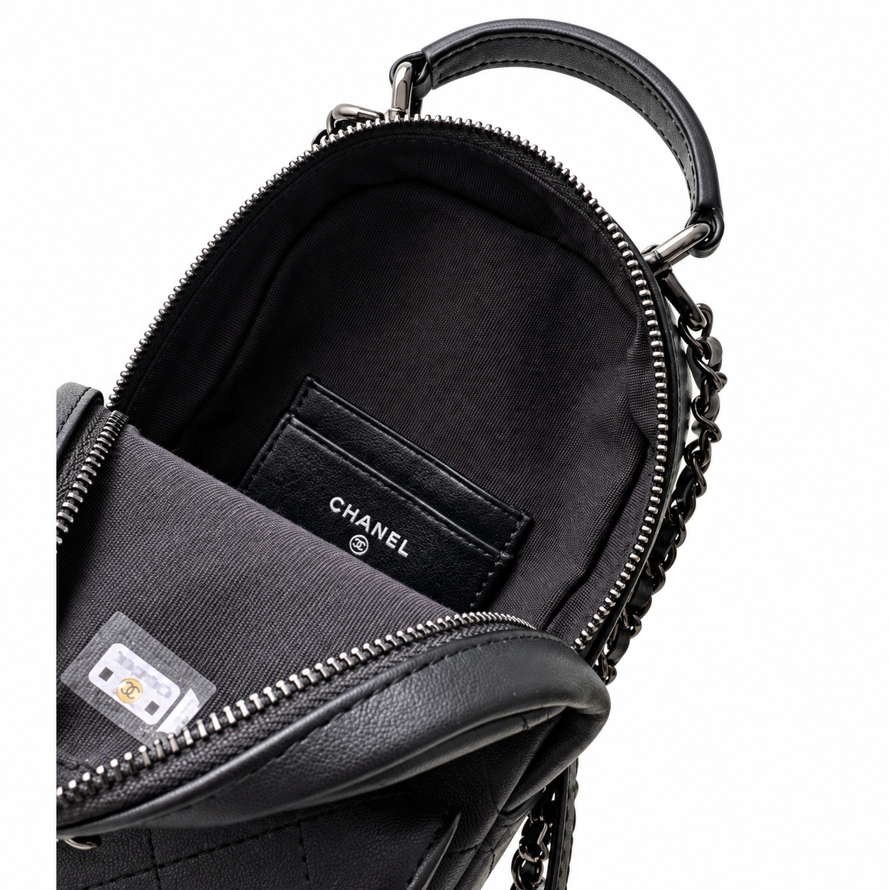 Chanel So Black Quilted Lambskin Mini Chain Backpack 18×13×9cm