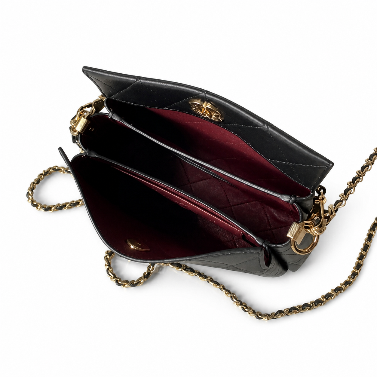 Chanel Black Quilted Lambskin Top Handle Crossbody | Camellia Turn-Lock — 23cm