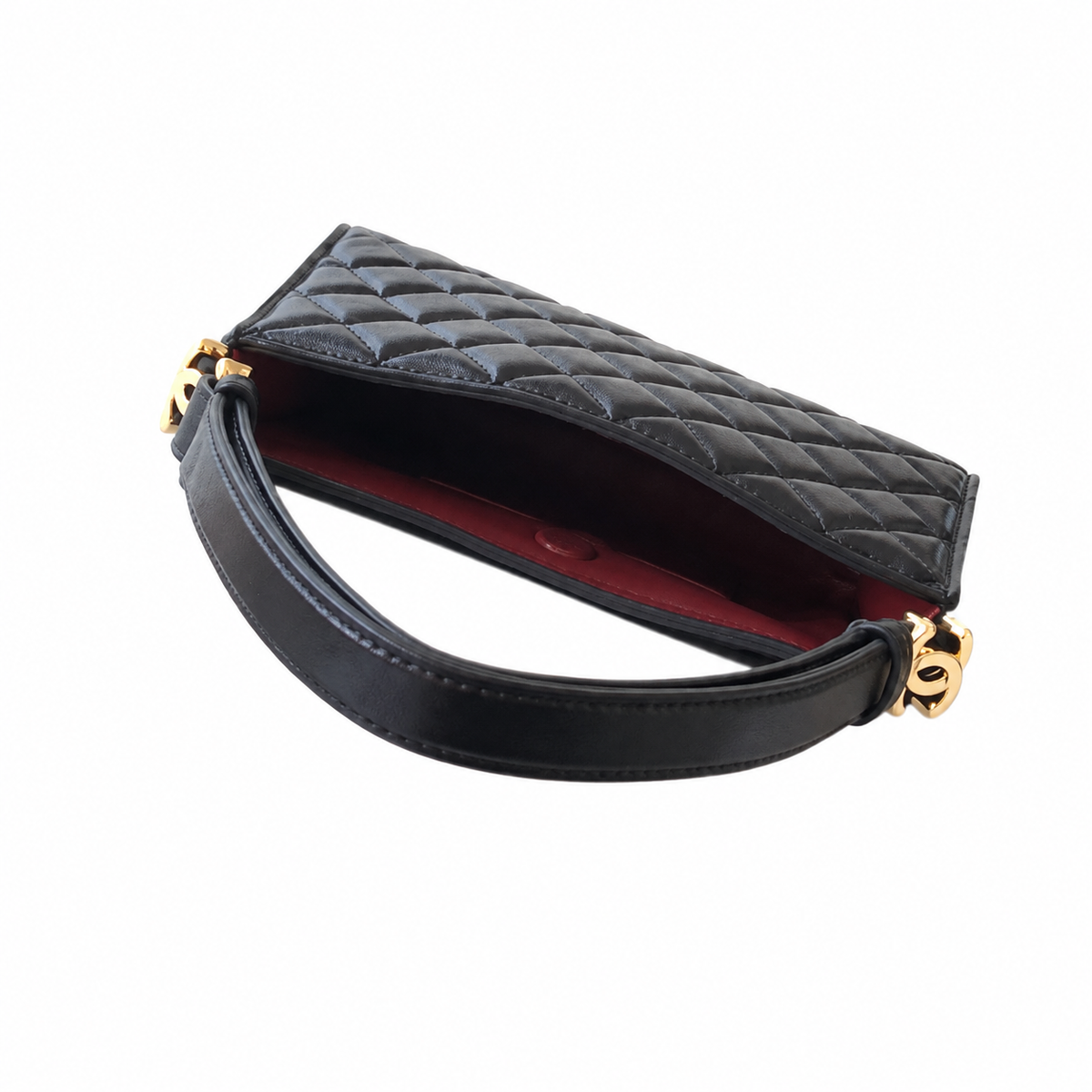 Chanel Quilted Lambskin Top Handle Tote | Gold Ring Black — 14x22cm