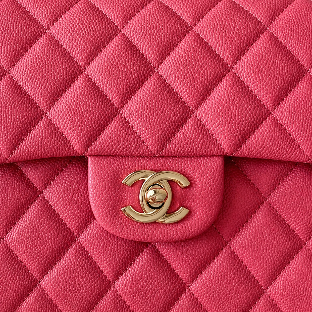 Chanel CC Quilted Lambskin Flap Bag | Hot Pink & Gold Lock — 23cm
