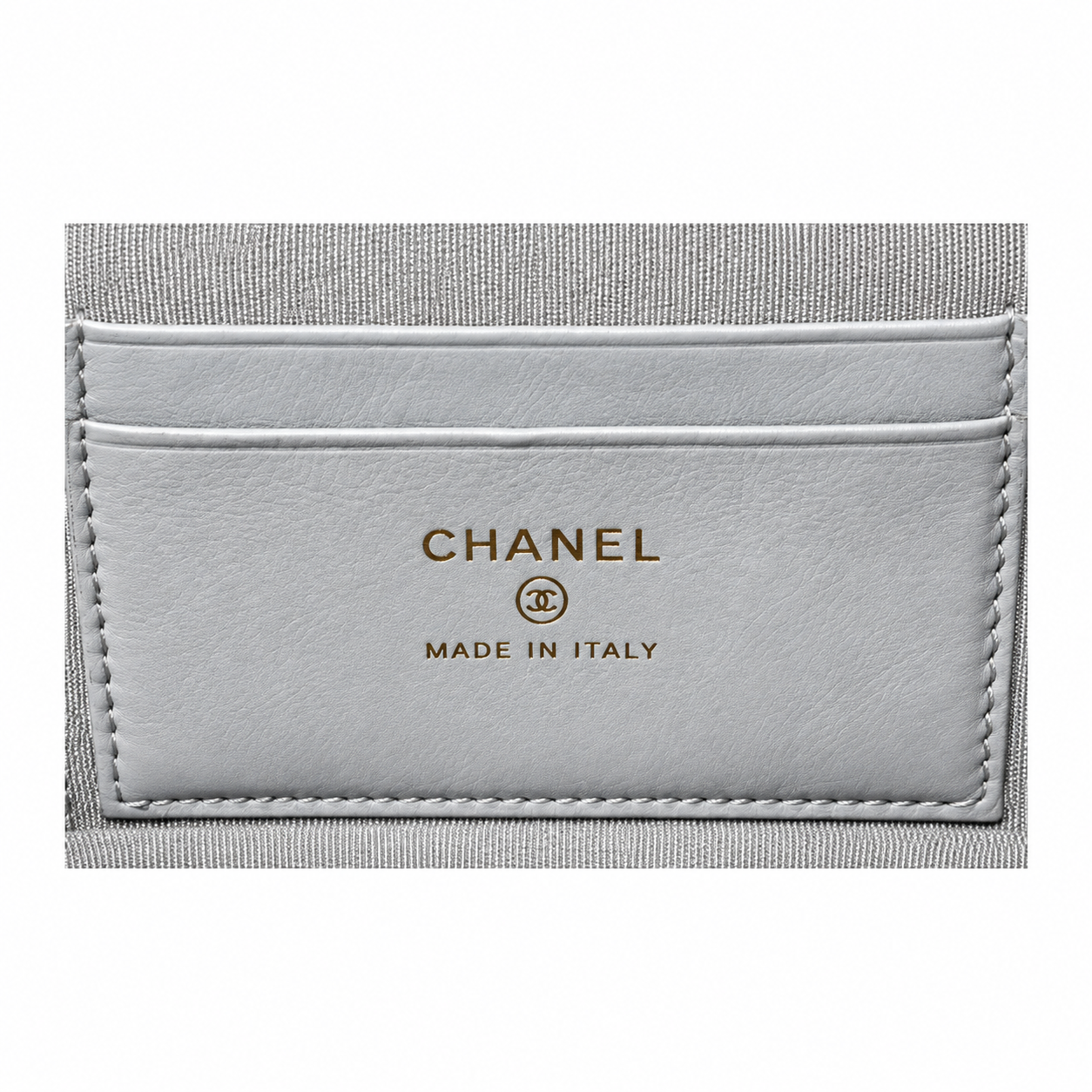 Chanel Quilted Silver Metallic Vanity Case Bag Pearl Chain 19.5cm